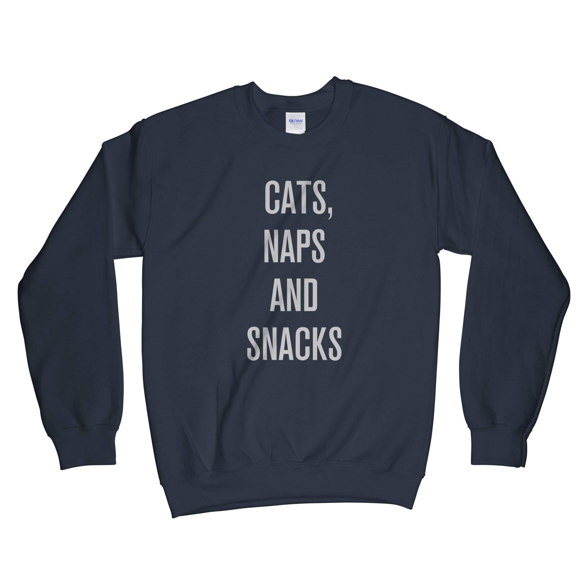 Cat Lover Sweatshirt - Cute Cats Naps & Snacks Graphic Hoodie for Women & Men | Perfect Gift for Cat Owners, Cozy Lounge Wear