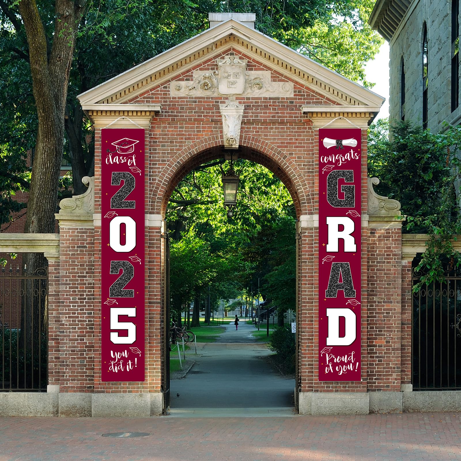 Class of 2025 Graduation Banner - Maroon Burgundy Red Porch Sign for Graduation Party Decorations | Perfect for Outdoor Yard Decor, Graduation Ceremony Backdrop & Photo Booth Props