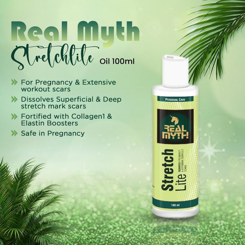 REALMYTH Stretch Mark & Scar Removal Oil for Pregnancy - Lightweight, Non-Greasy Body Oil (100ml) | Fades Stretch Marks, Scars & Uneven Skin Tone | Perfect for Pre/Postpartum Care & Daily Skin Hydration