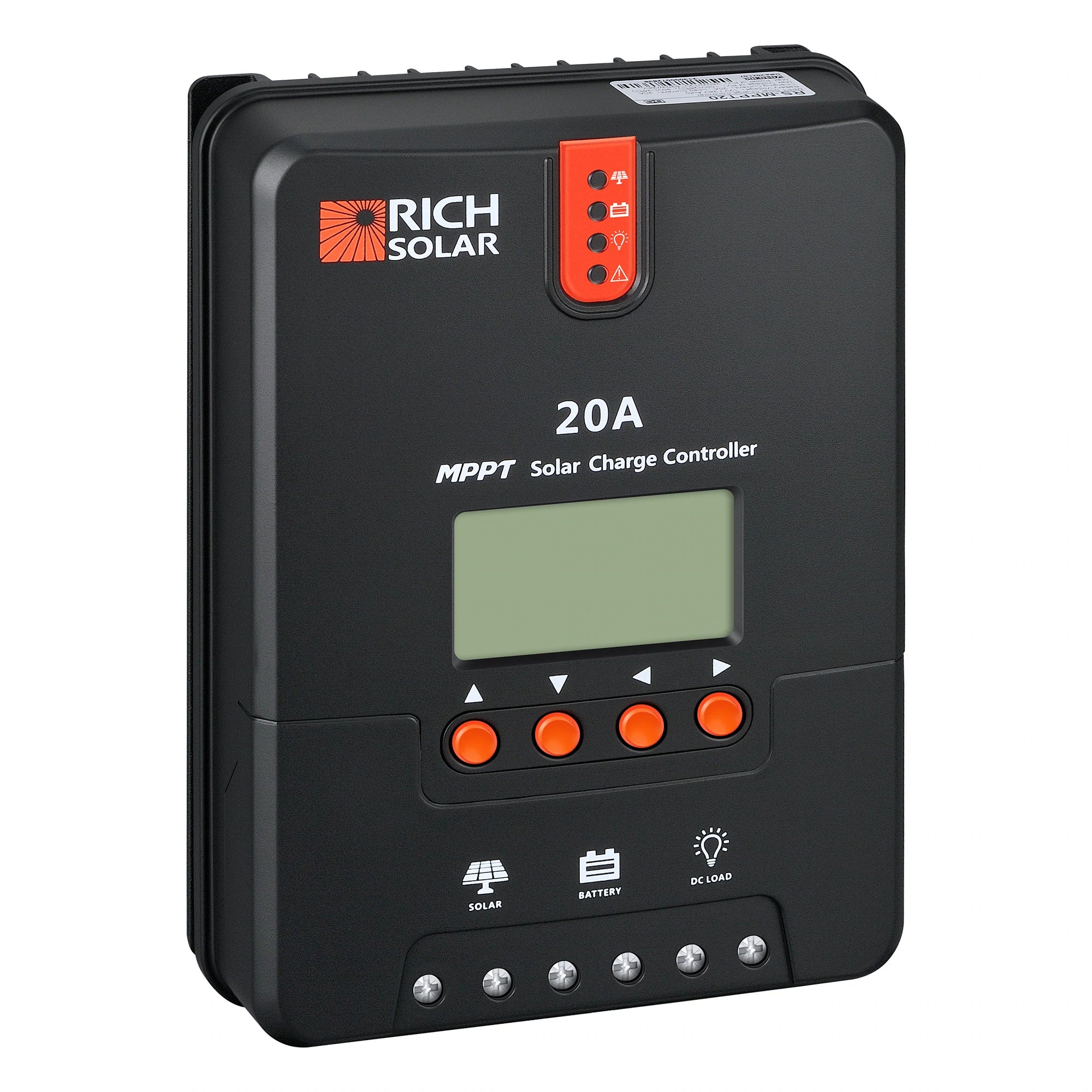 Rich Solar 20 Amp MPPT Solar Charge Controller for RV, Boat, Off-Grid Solar Systems - Efficient 12V/24V Battery Charging with LCD Display