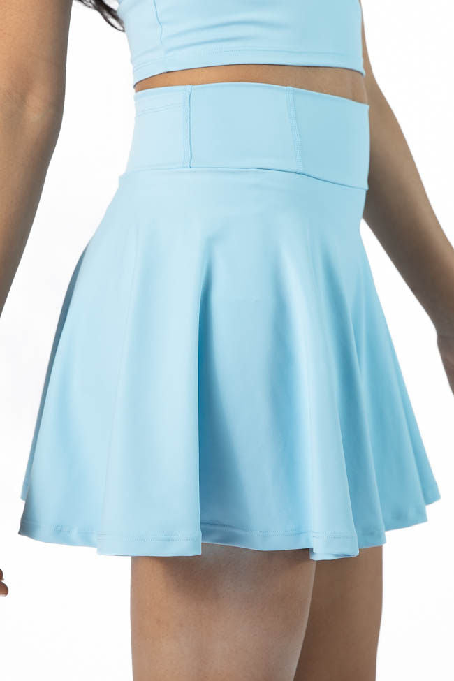Light Blue Pleated Active Skort for Women - Comfortable Workout Skirt with Shorts - Perfect for Tennis, Yoga, Running & Gym