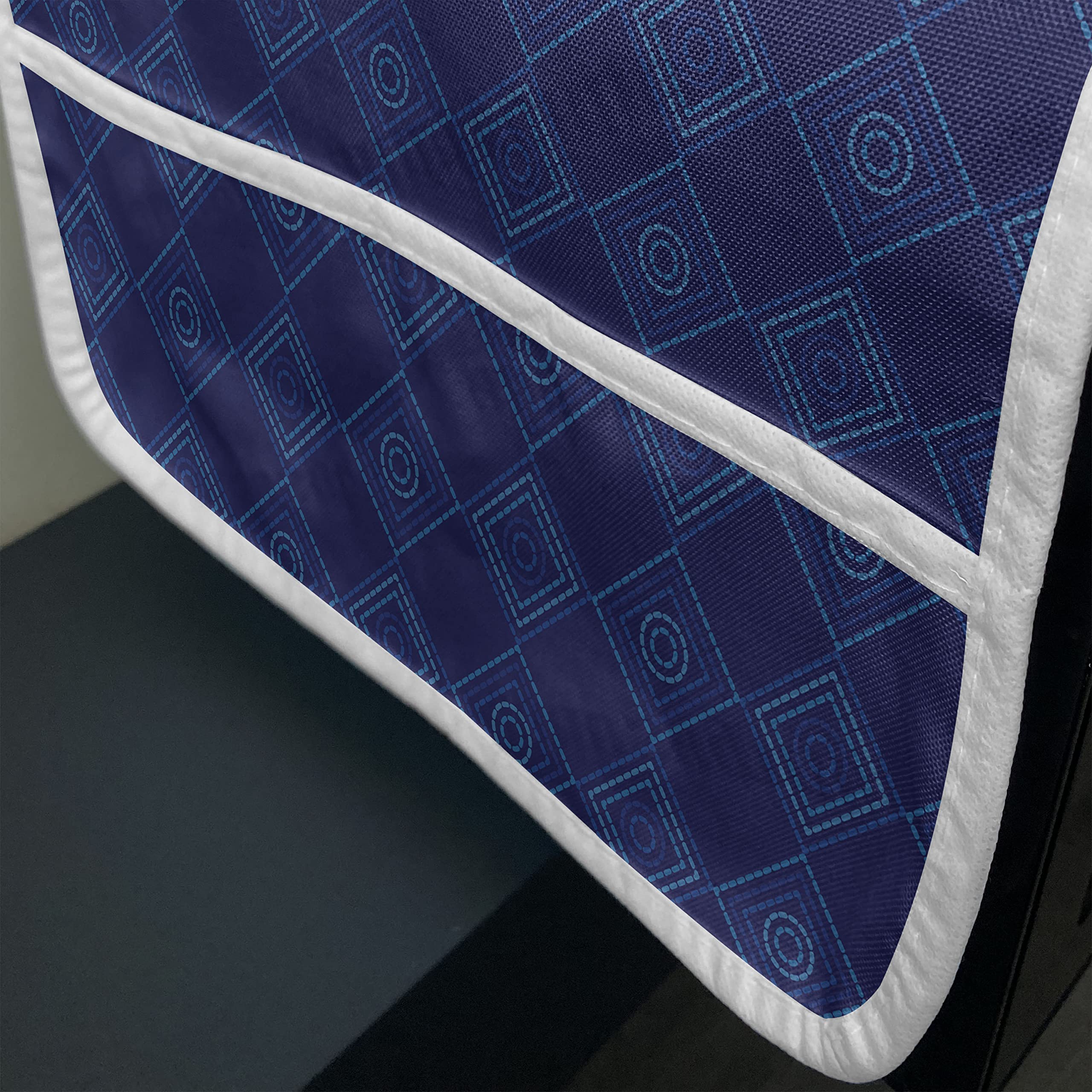 Ambesonne Abstract Microwave Cover - Waterproof Kitchen Organizer with Pockets, Geometric Diamond Pattern in Dark Blue & Indigo (36