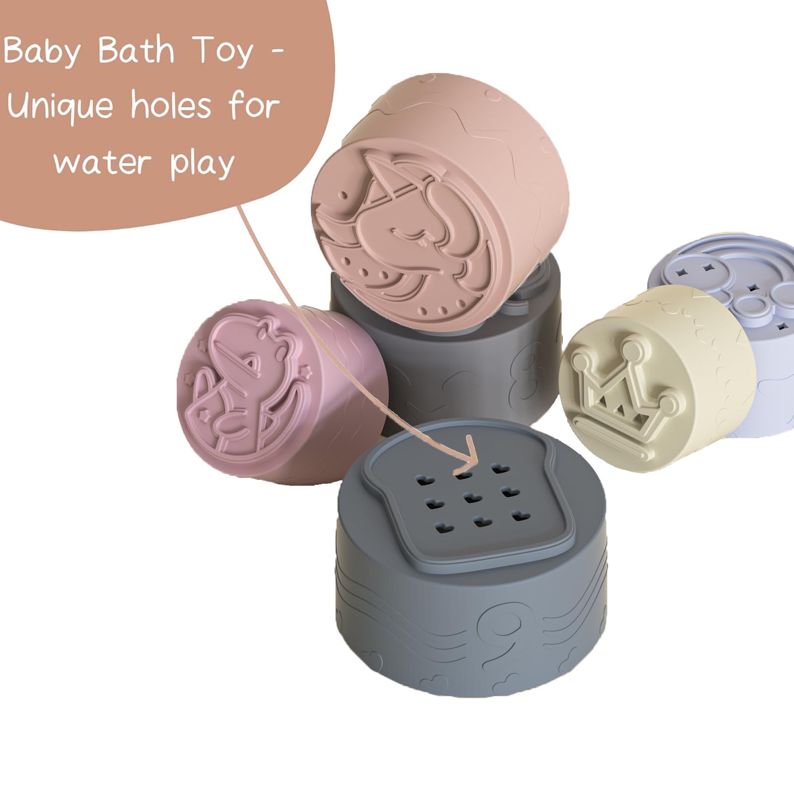 Baby Stacking Cups - Soft Silicone Teething Toys for 6-18 Months | Montessori Sensory Development | Bath & Playtime Fun