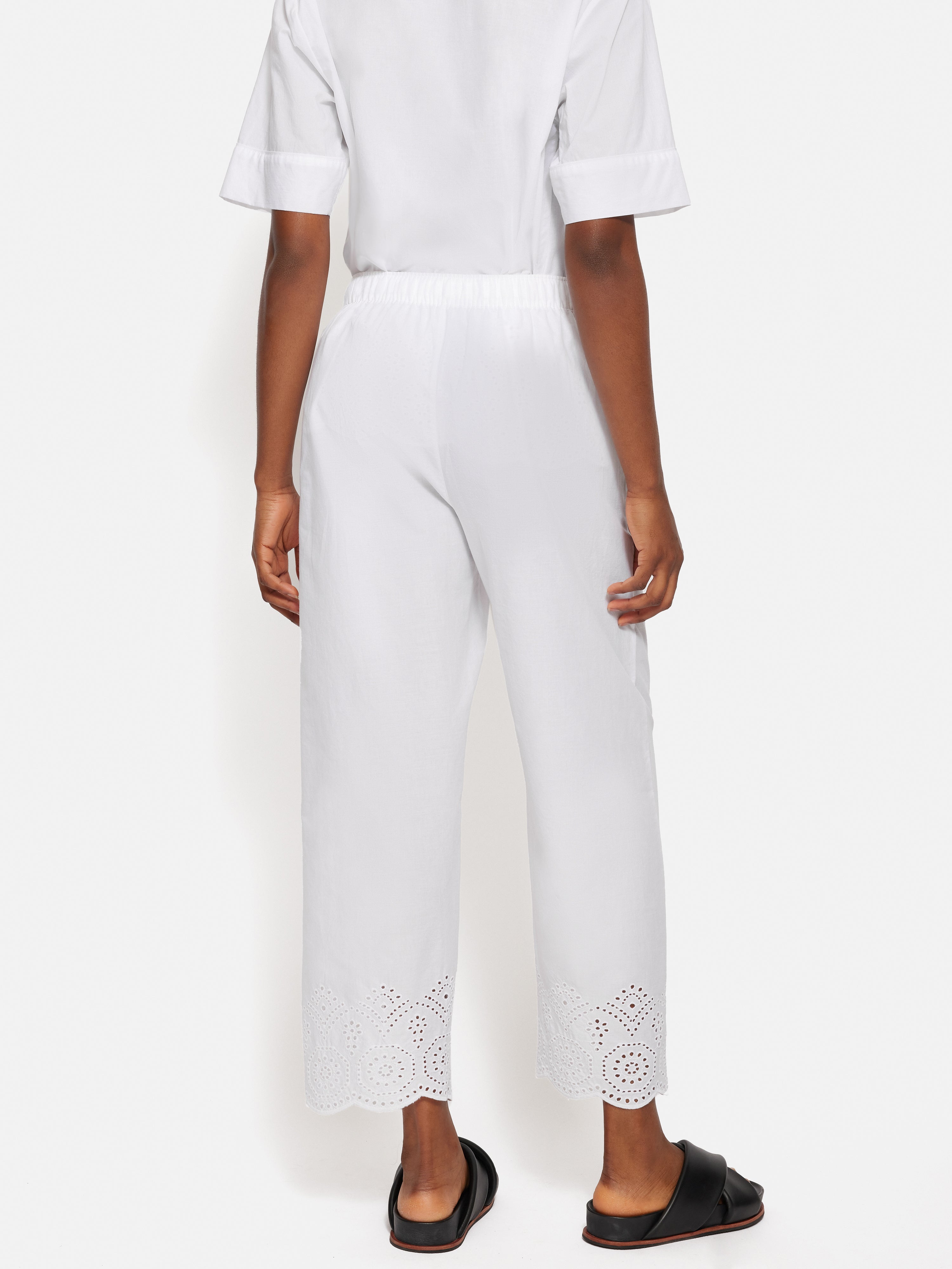 Broderie Anglaise Cropped Pajama Pants | White Cotton Sleepwear for Women | Perfect for Summer Nights & Lounge Wear