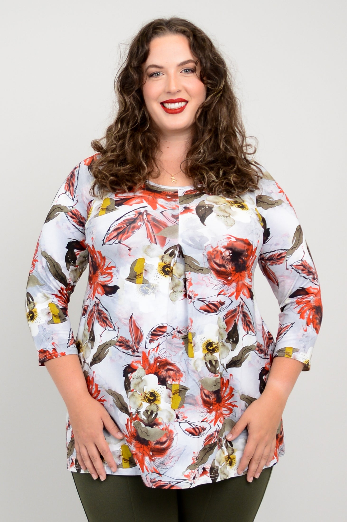 Franca 3/4 Sleeve Floral Print Bamboo Top for Women & Girls - Soft & Breathable Summer Blouse for Casual Wear, Outdoor Activities & Vacation