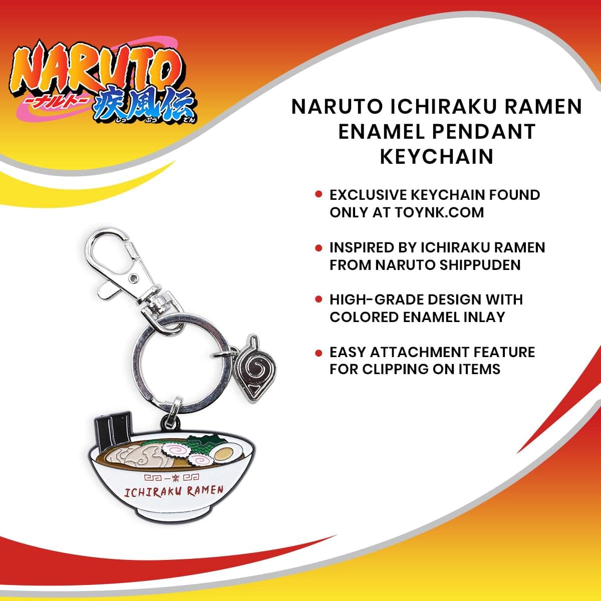 Naruto Shippuden Ichiraku Ramen Enamel Pendant Keychain - Heavy Duty Car Key Ring Holder with Clip - Anime Manga Gifts & Collectibles - Perfect for Backpacks, Purses, Lanyards & Cosplay Accessories