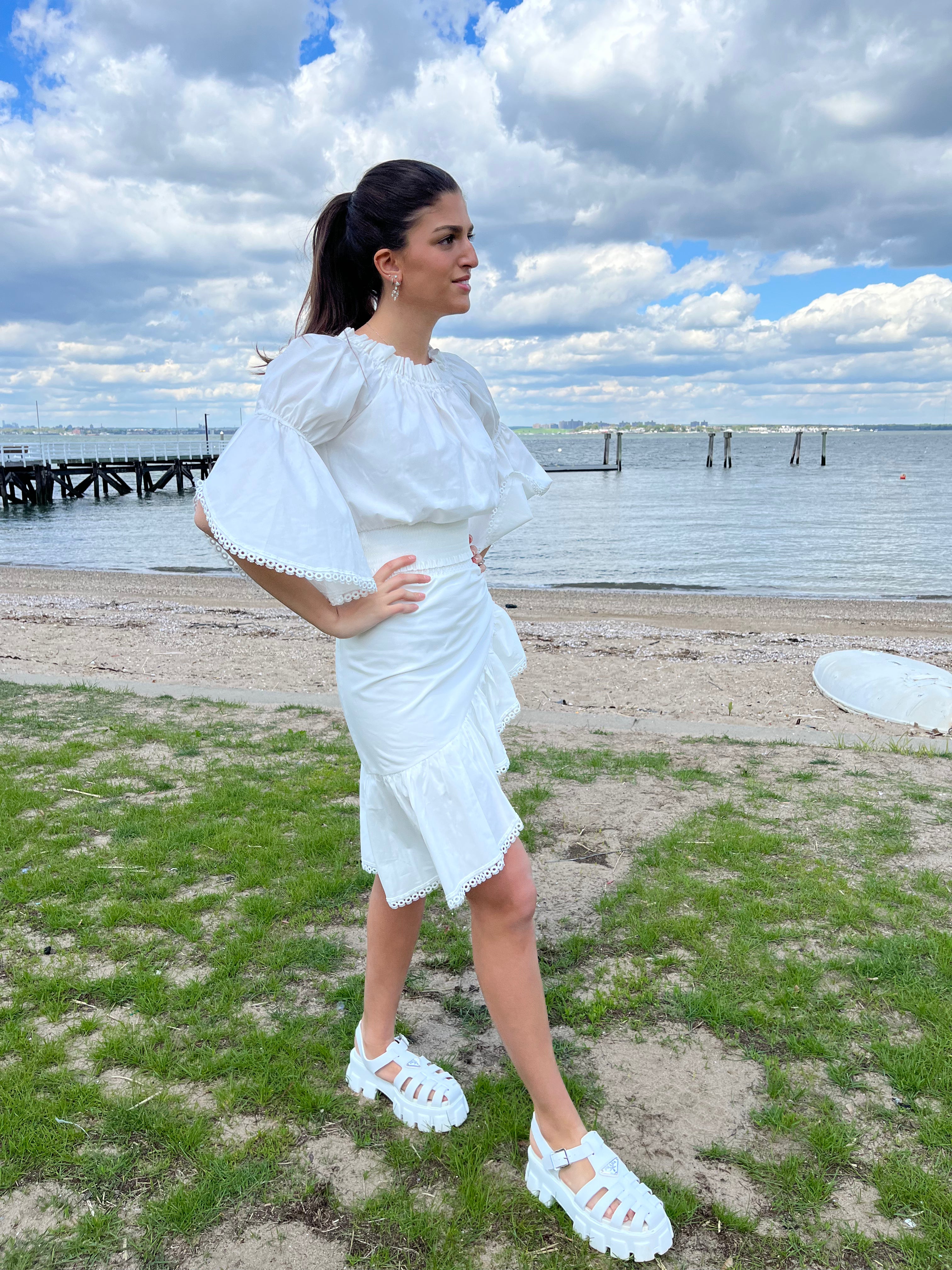 Elegant White Ruffle Skirt for Women - Flowy A-Line Midi Skirt with Tiered Layers | Perfect for Summer Outfits, Beach Vacations & Boho Fashion