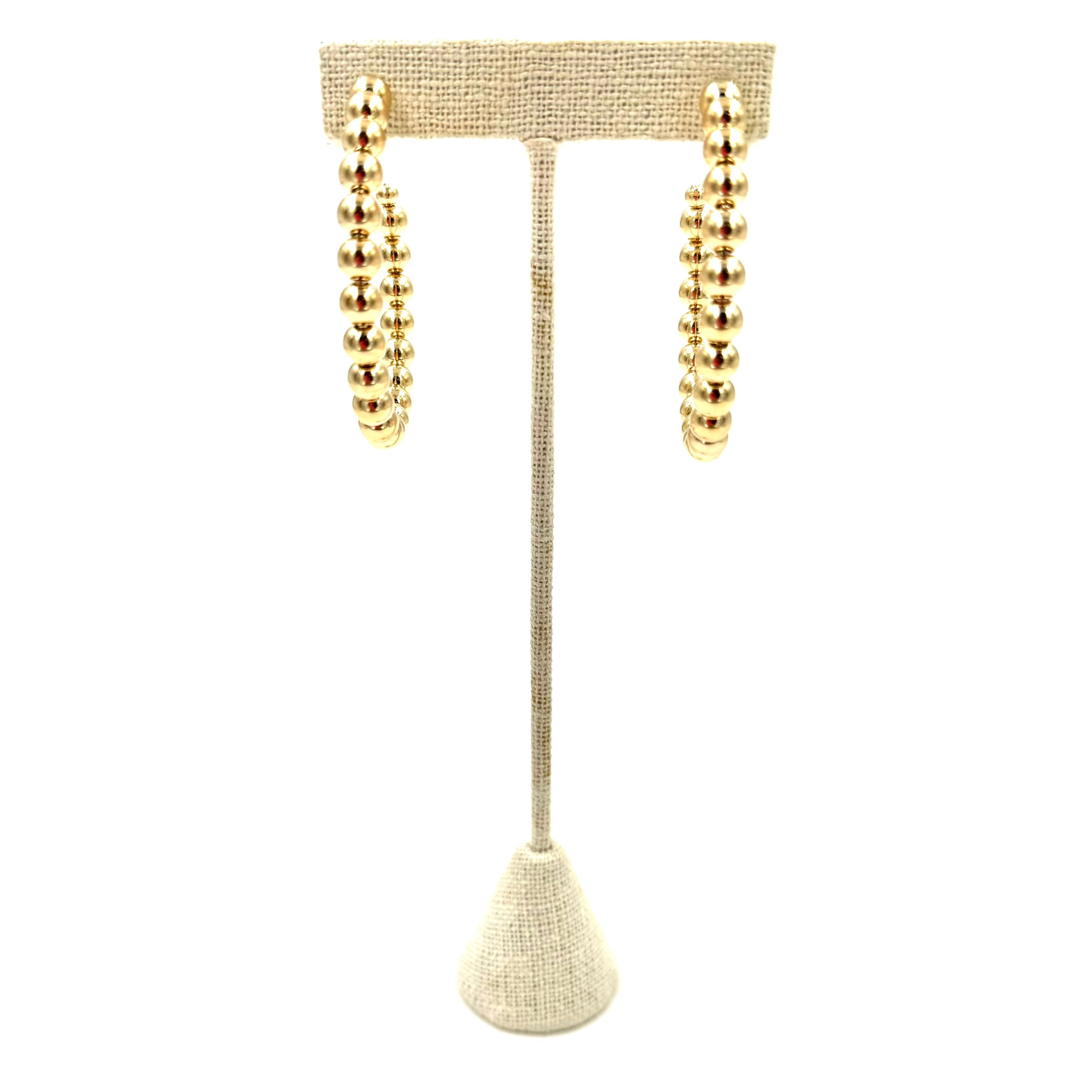 Ashley Gold Stainless Steel Gold Plated Ball Open Back 2 Hoop Earrings for Women - Elegant Dangle Earrings for Party, Wedding & Everyday Wear