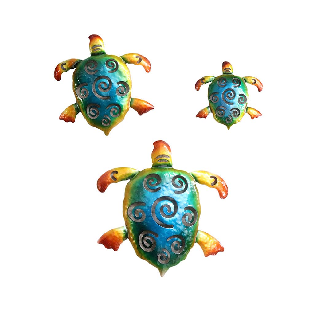 Vintage Metal Sea Turtle Wall Art - 3Pcs Coastal Decor for Bathroom, Patio & Outdoor