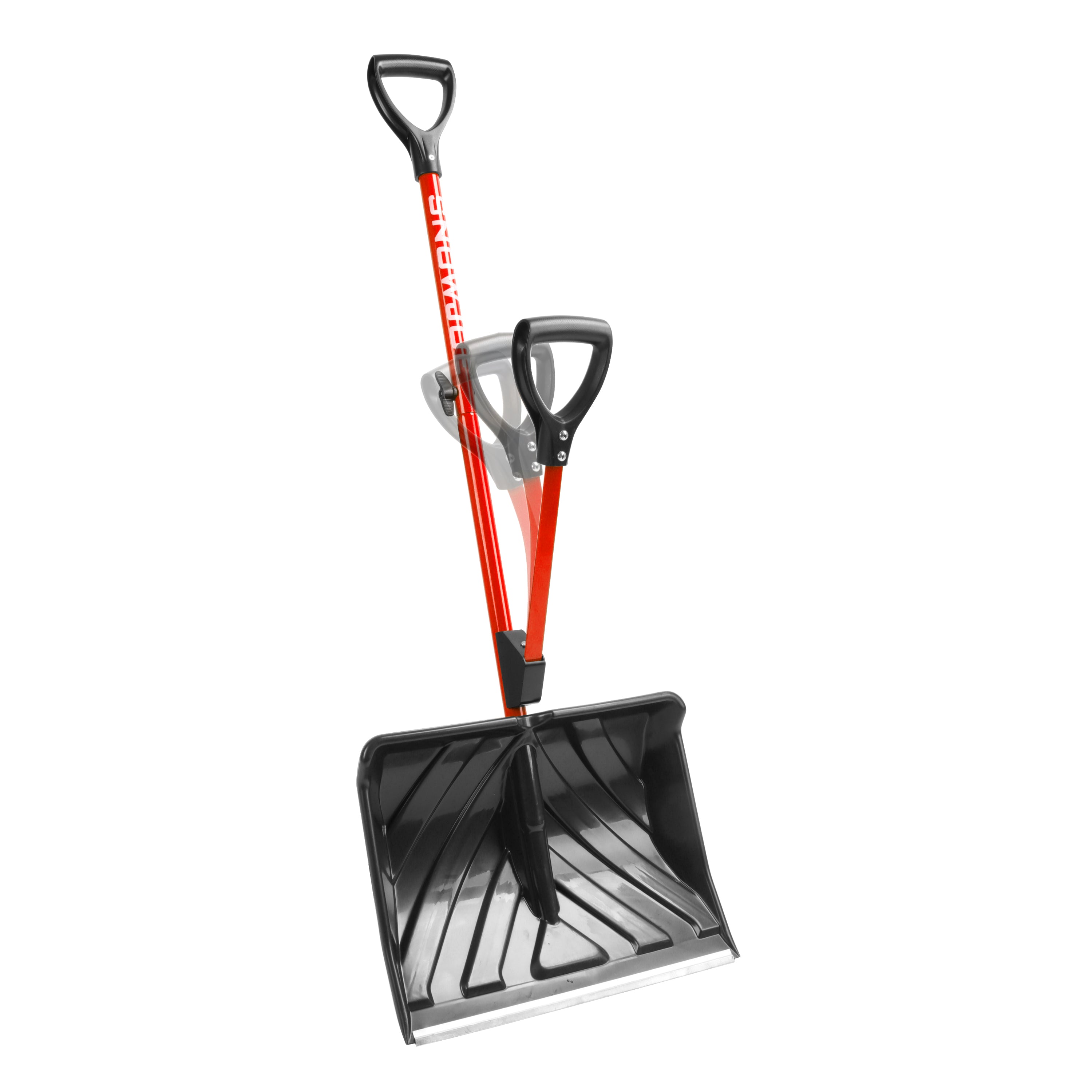 Snow Joe SJ SHLV01 RED Shovelution Ergonomic Snow Shovel with Spring-Assisted Handle – Lightweight & Strain-Reducing Design for Easy Snow Removal in Driveways, Walkways & Stairs
