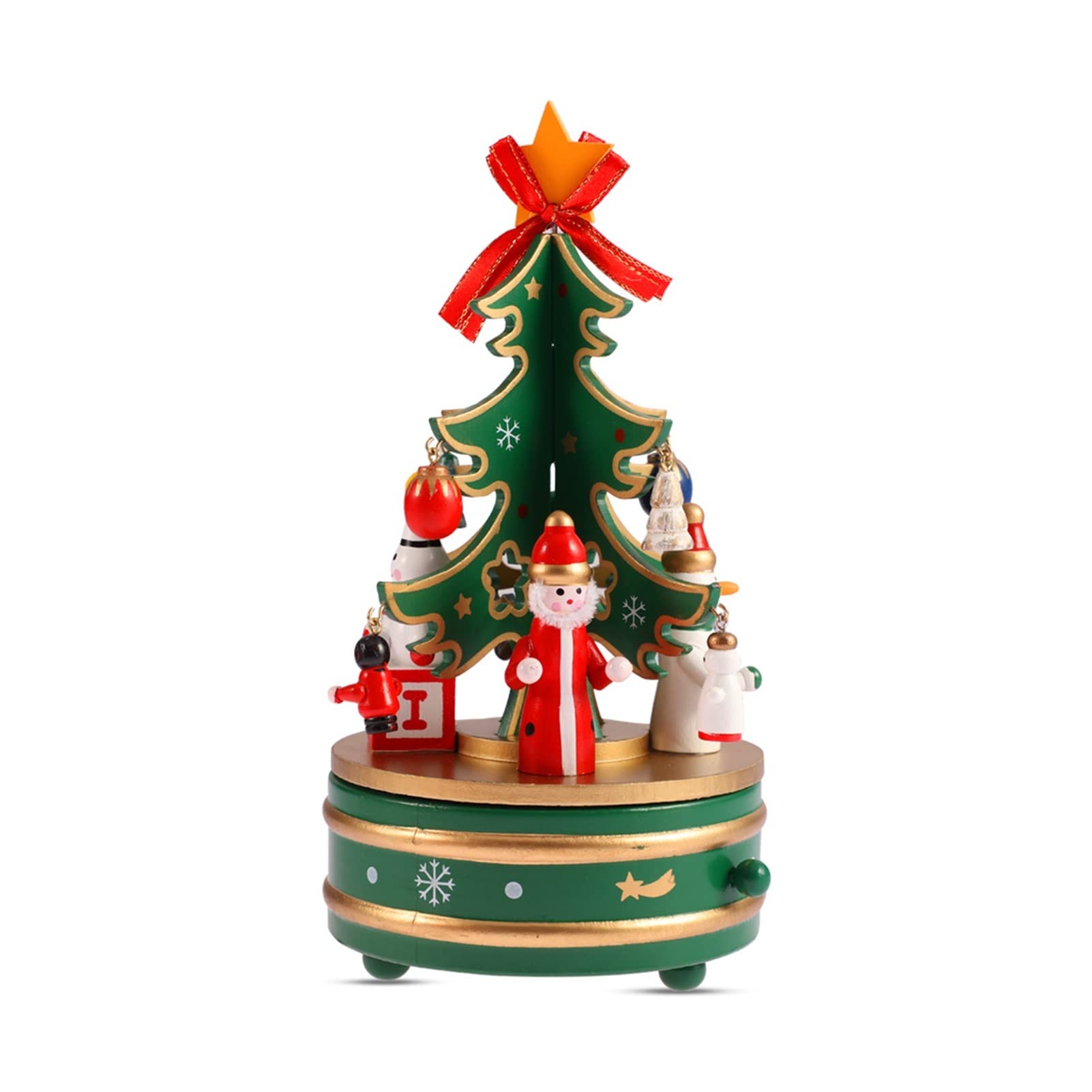 YAYA2021-SHOP White Wooden Christmas Tree Music Box - Mini Rotating Musical Jewelry Box for Xmas Party Gifts, Home Table Decor, Carnival & Holiday Celebrations - Perfect for Gifting, Festive Decorations & Collectibles