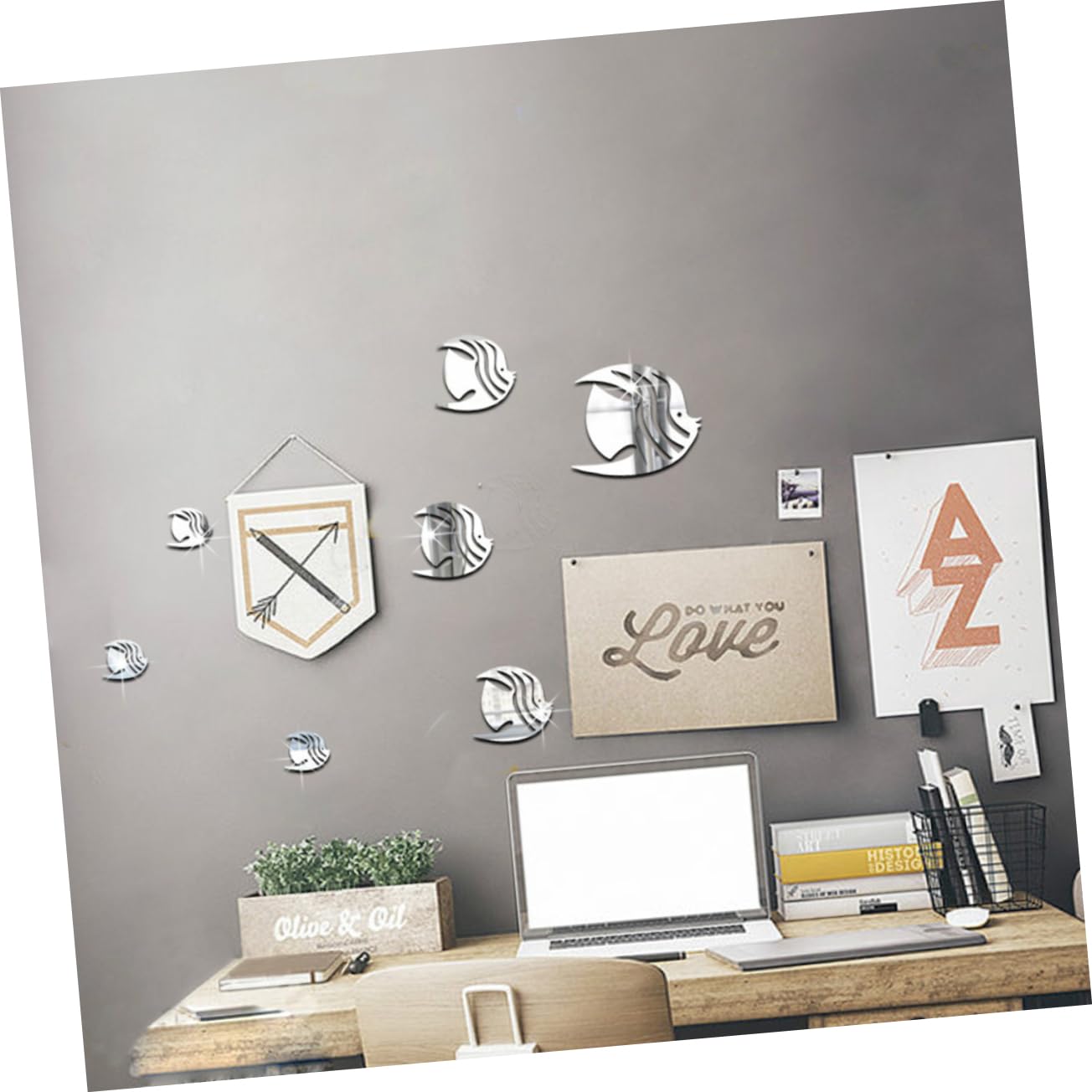 Veemoon 7-Piece 3D Wall Stickers - Ocean Themed Acrylic Mirror Fish Decals for TV & Home Decor | Perfect for Living Room, Bedroom, and Kids Room Wall Art