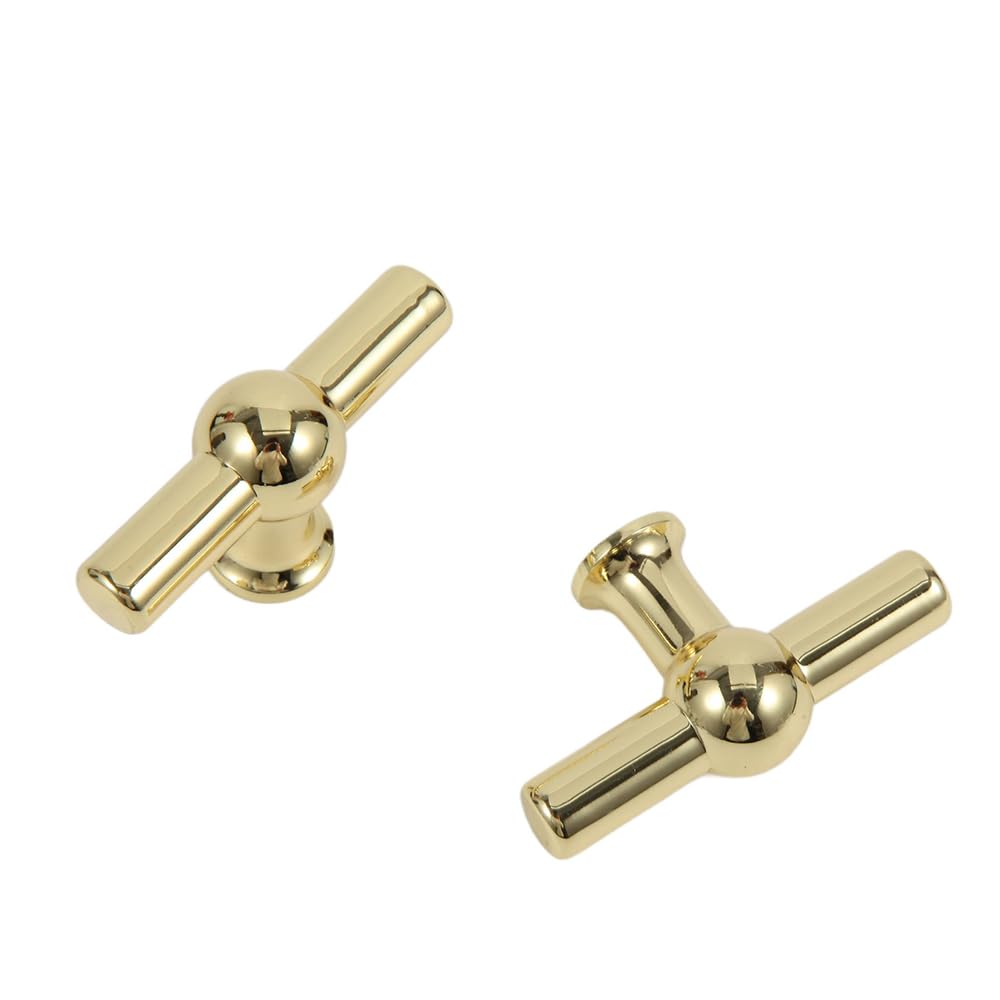 10 Pack Gold Cabinet Knobs - Modern T Shape Pulls for Drawers & Cabinets - Heavy Duty Brass Cabinet Hardware - Elegant Gold Finish for Kitchen & Bathroom Decor