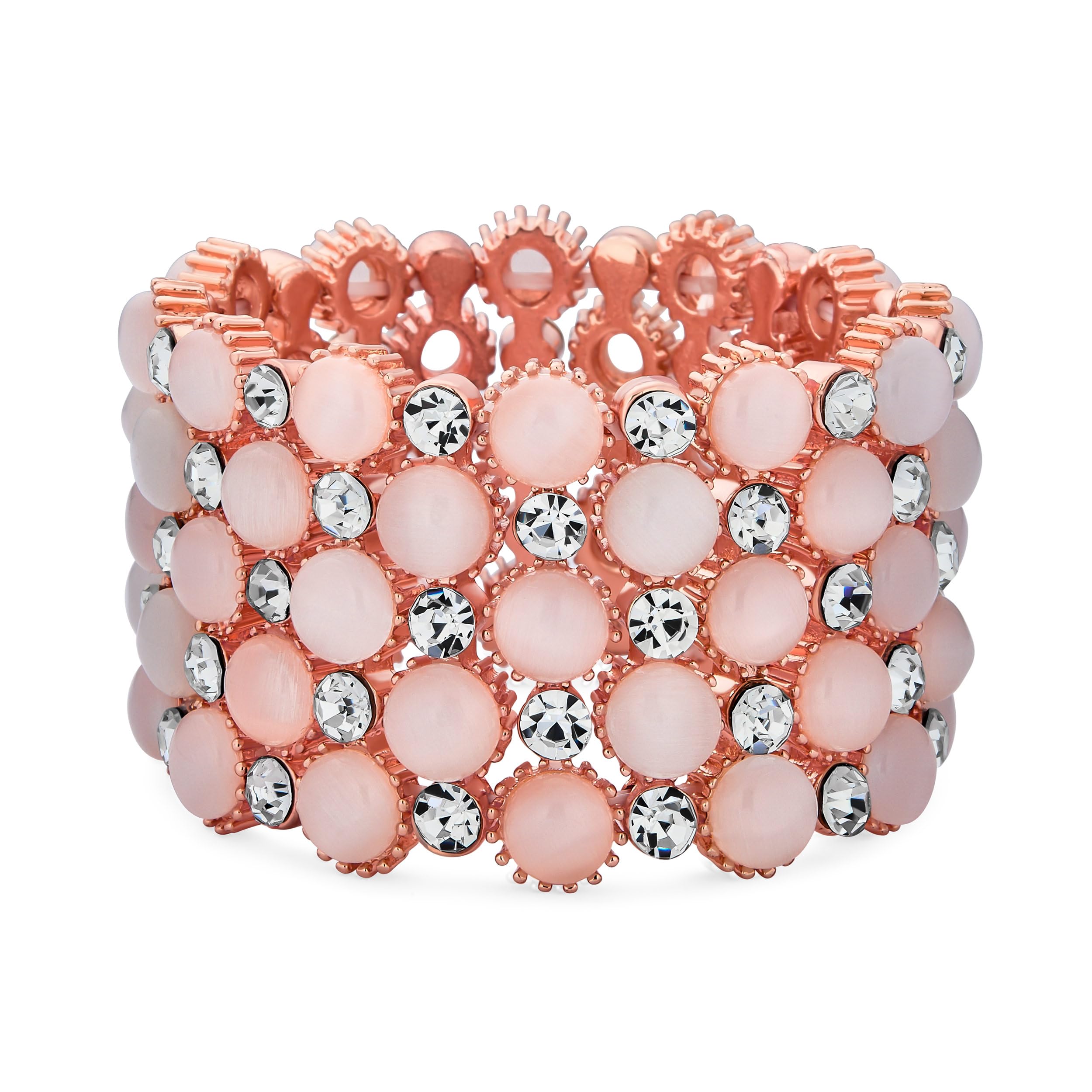 Rose Gold Plated Crystal Stretch Bracelet for Women - Prom & Party Jewelry