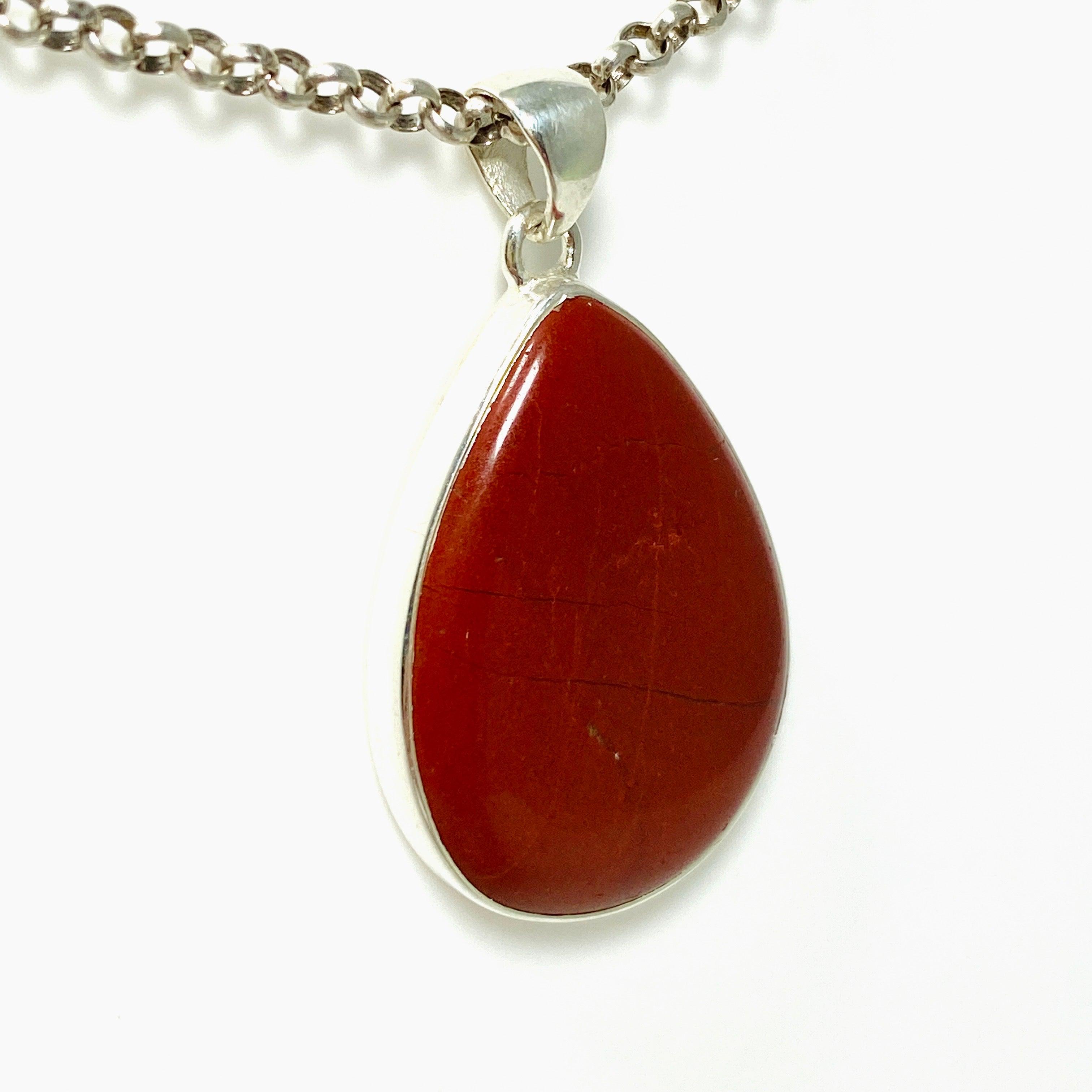 Red Jasper Teardrop Pendant Necklace KPGJ4443 - Natural Stone Jewelry for Women, Healing Crystal Gift for Meditation & Spiritual Protection
