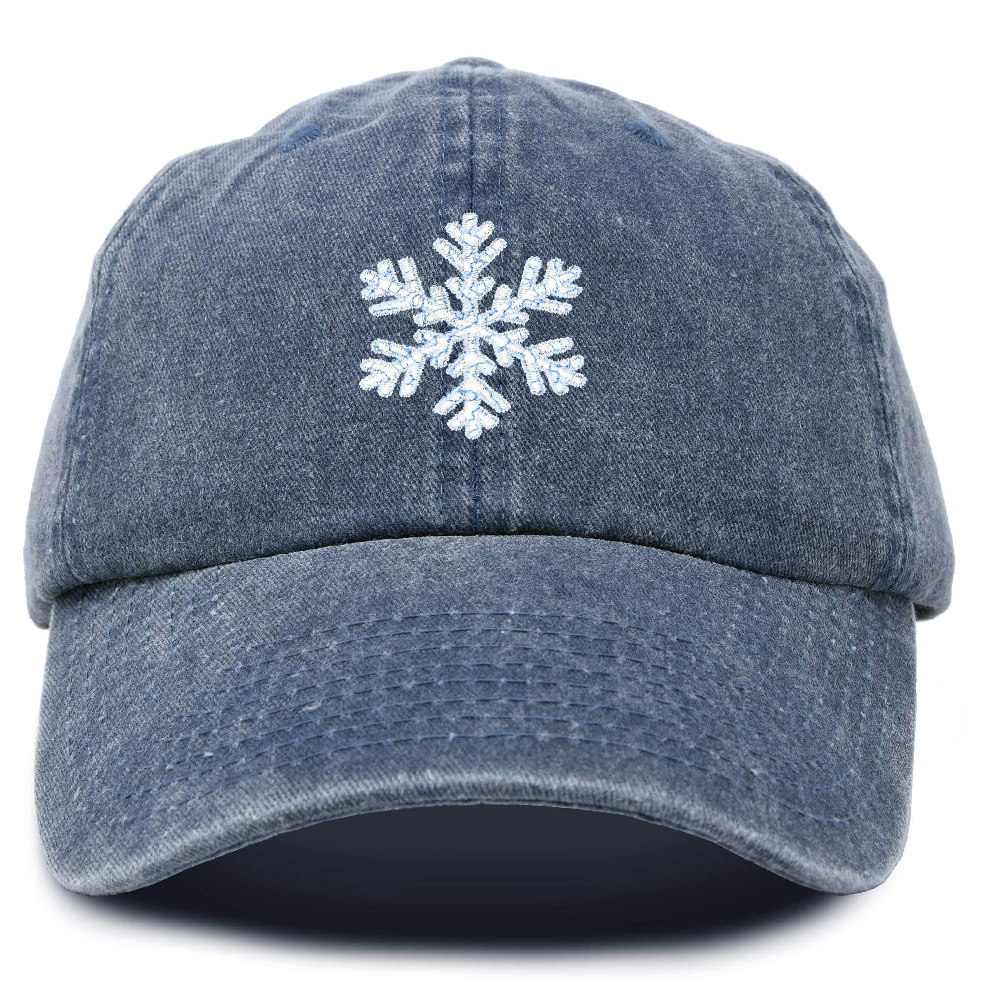 DALIX ICY Snowflake Hat for Women - Winter Baseball Cap with Washed Vintage Style - Perfect for Skiing, Snowboarding & Cold Weather Fashion