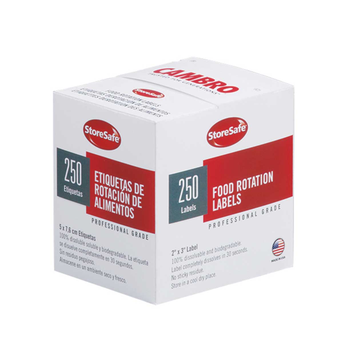 Cambro 23SLB250 StoreSafe Food Rotation Label Bulk Dispenser Pack - 250 Labels for Commercial Kitchen, Restaurant & Food Storage Organization - Perfect for FIFO Inventory System & Food Safety Compliance