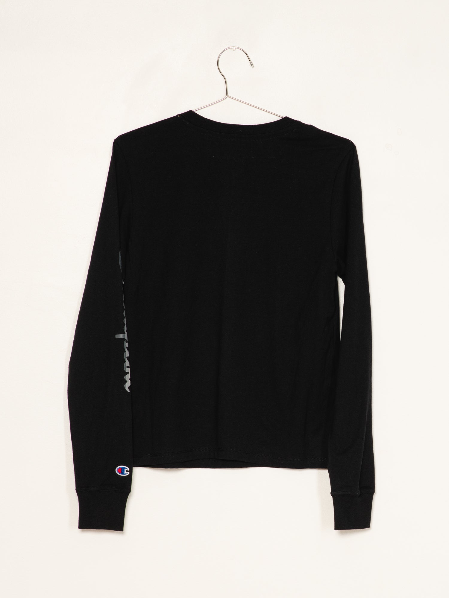 Champion Classic Long Sleeve T-Shirt for Men & Women - Soft Cotton Comfort Fit Crewneck Tee - Black - Perfect for Casual Wear, Gym & Everyday Outfits