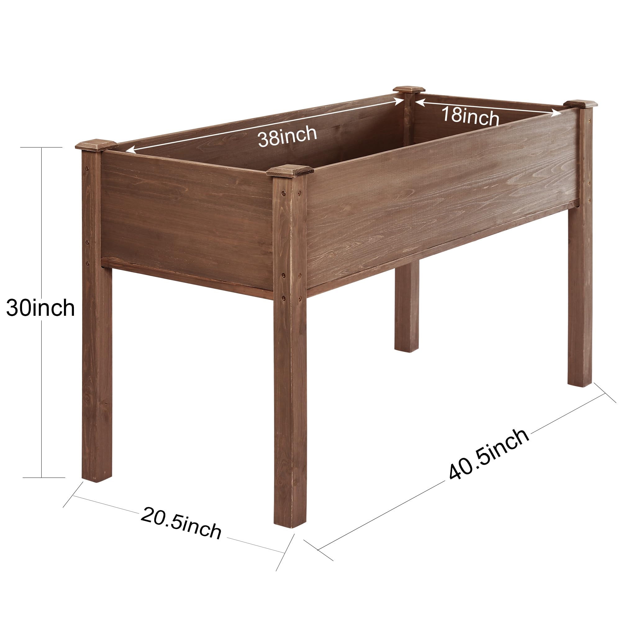 LZRS Elevated Raised Garden Bed with Legs - Outdoor Planter Box for Herbs, Vegetables, Flowers - 220lb Capacity - Perfect for Patio, Yard, Deck & Small Space Gardening - Brown Wooden Planter Box for Urban Gardeners & Home Growers