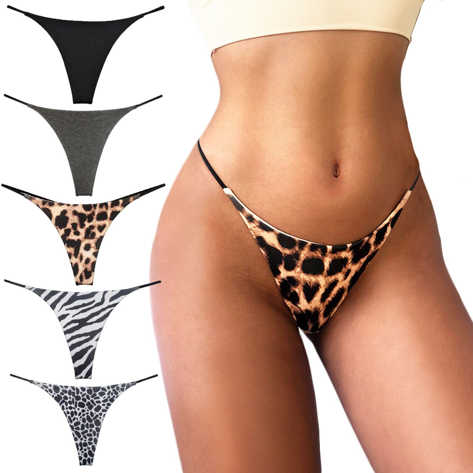 Sexy Women's G-String Thongs 5-Pack - Low Rise Hipster Panties, Breathable Stretch T-Back Underwear (S-XL) | Perfect for Date Night, Lingerie Collection & Everyday Comfort