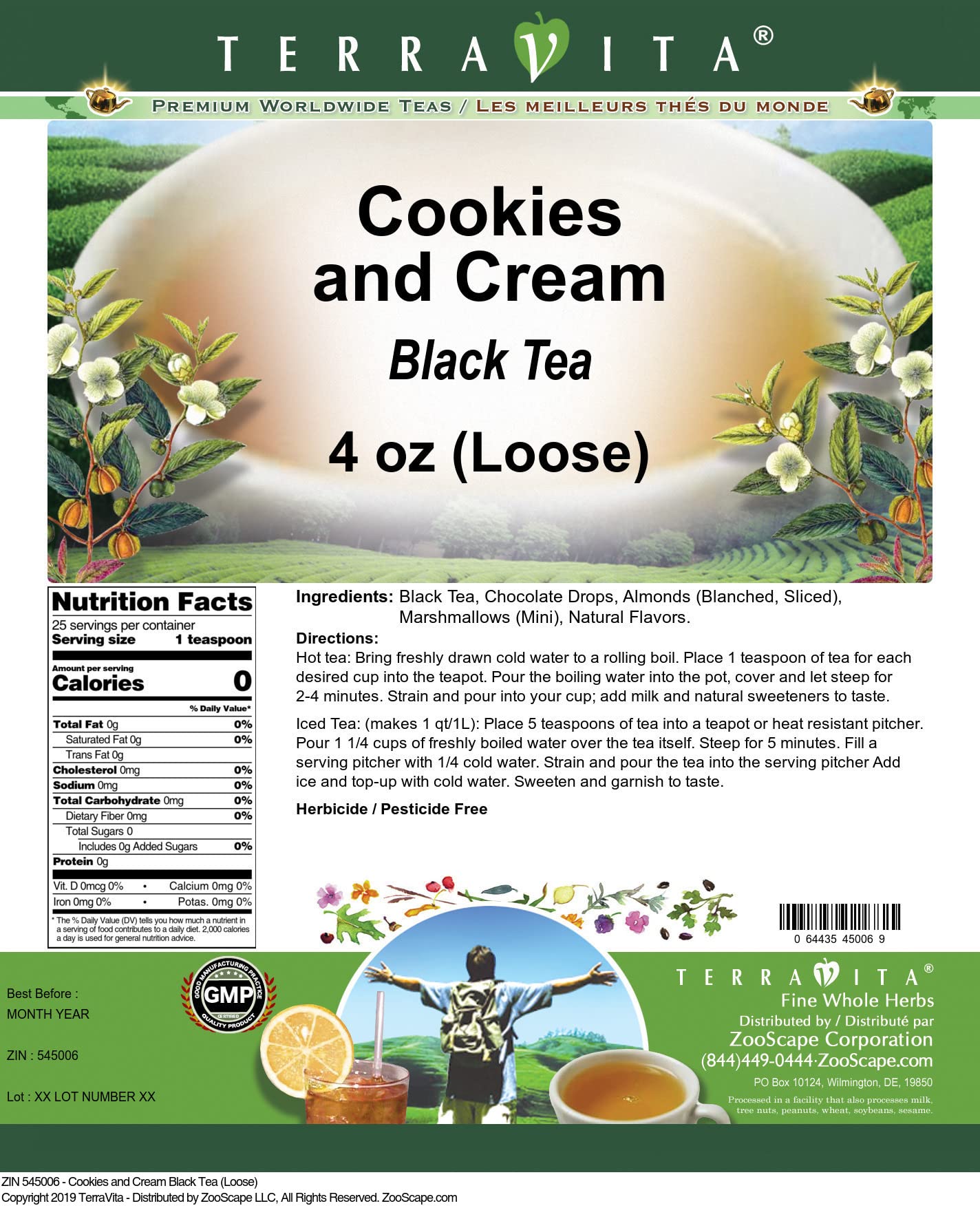 Premium Cookies and Cream Black Loose Leaf Tea - 4 oz (3 Pack) | Rich Flavor for Afternoon Tea, Dessert Pairing & Relaxation