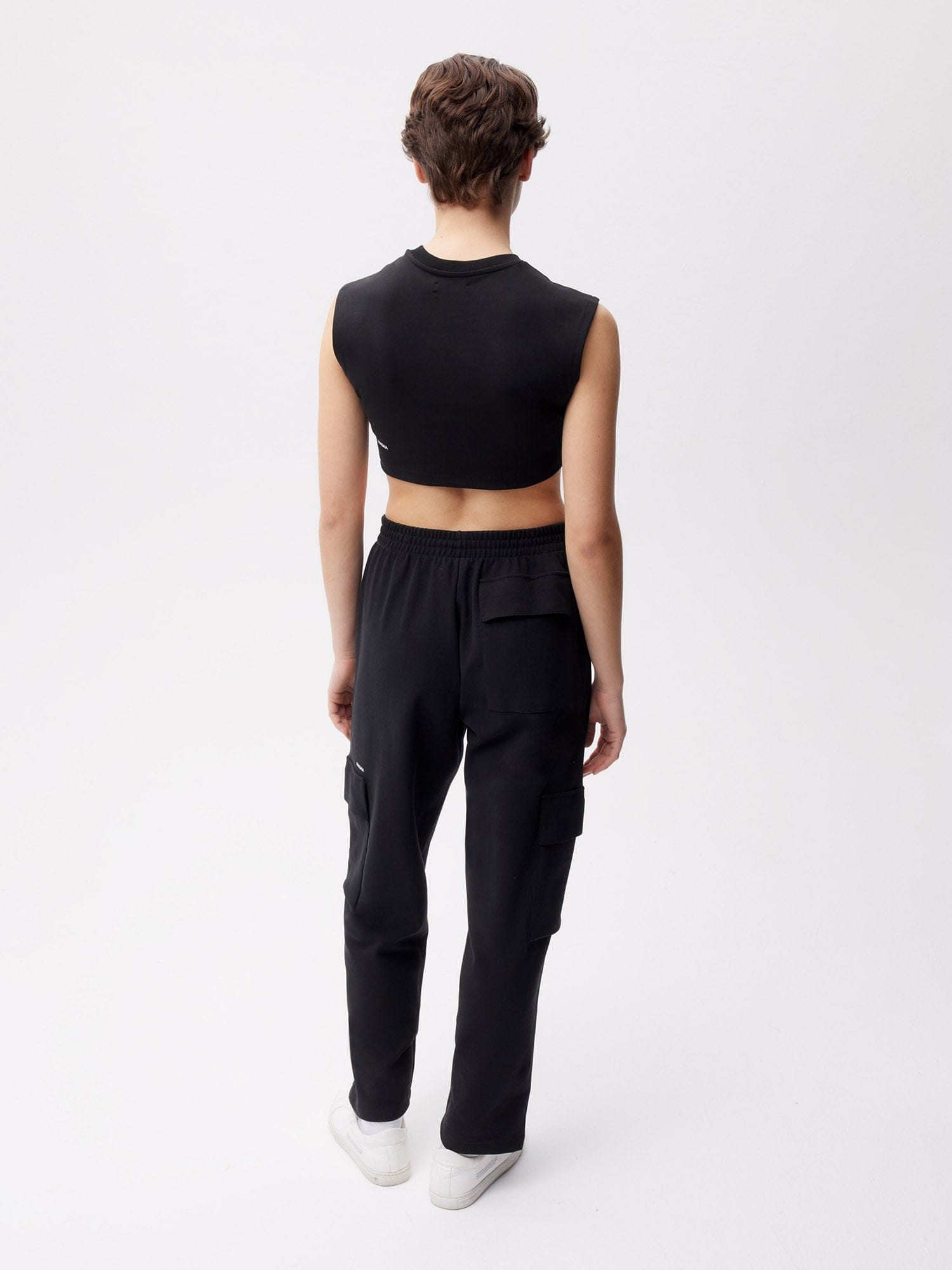 Women's Double Jersey Cargo Jogger Pants - Black | Comfortable Stretch Workout & Lounge Pants for Running, Yoga, Travel & Everyday Wear