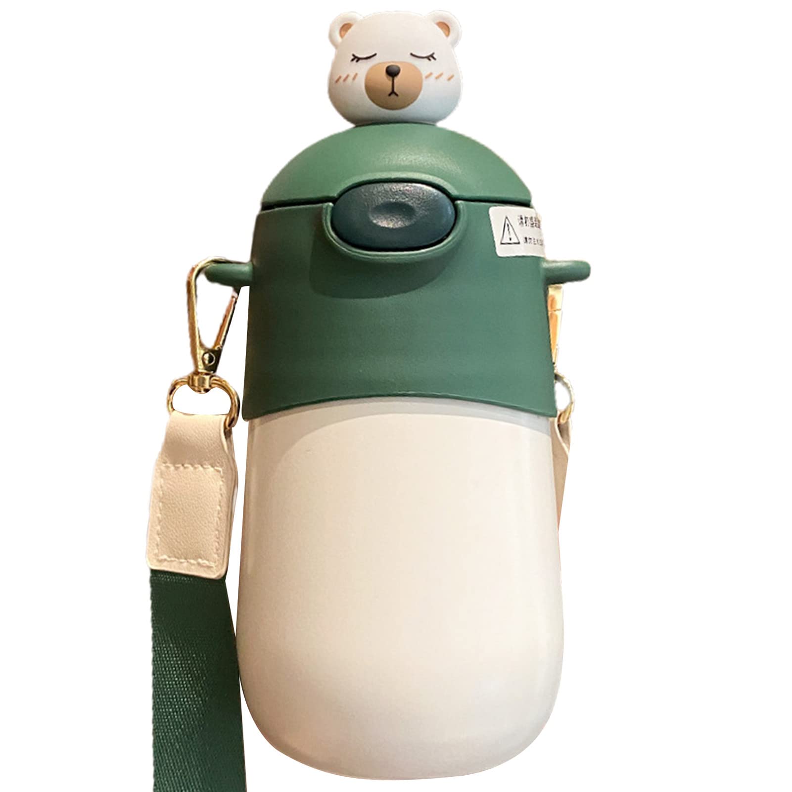 **500ml Cartoon Bear Insulated Stainless Steel Water Bottle - Vacuum Sealed, Leak Proof, Portable Thermos for School, Gym, Hiking & Outdoor Activities - Perfect Gift for Kids & Adults**