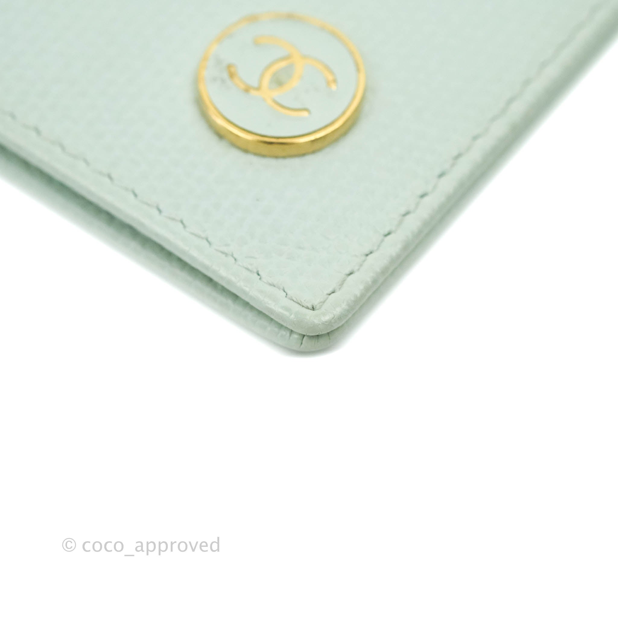 Chanel Tiffany Blue Grained Leather Card Holder - Luxury Compact Wallet for Credit Cards & Cash - Perfect for Everyday Use, Travel & Gifting