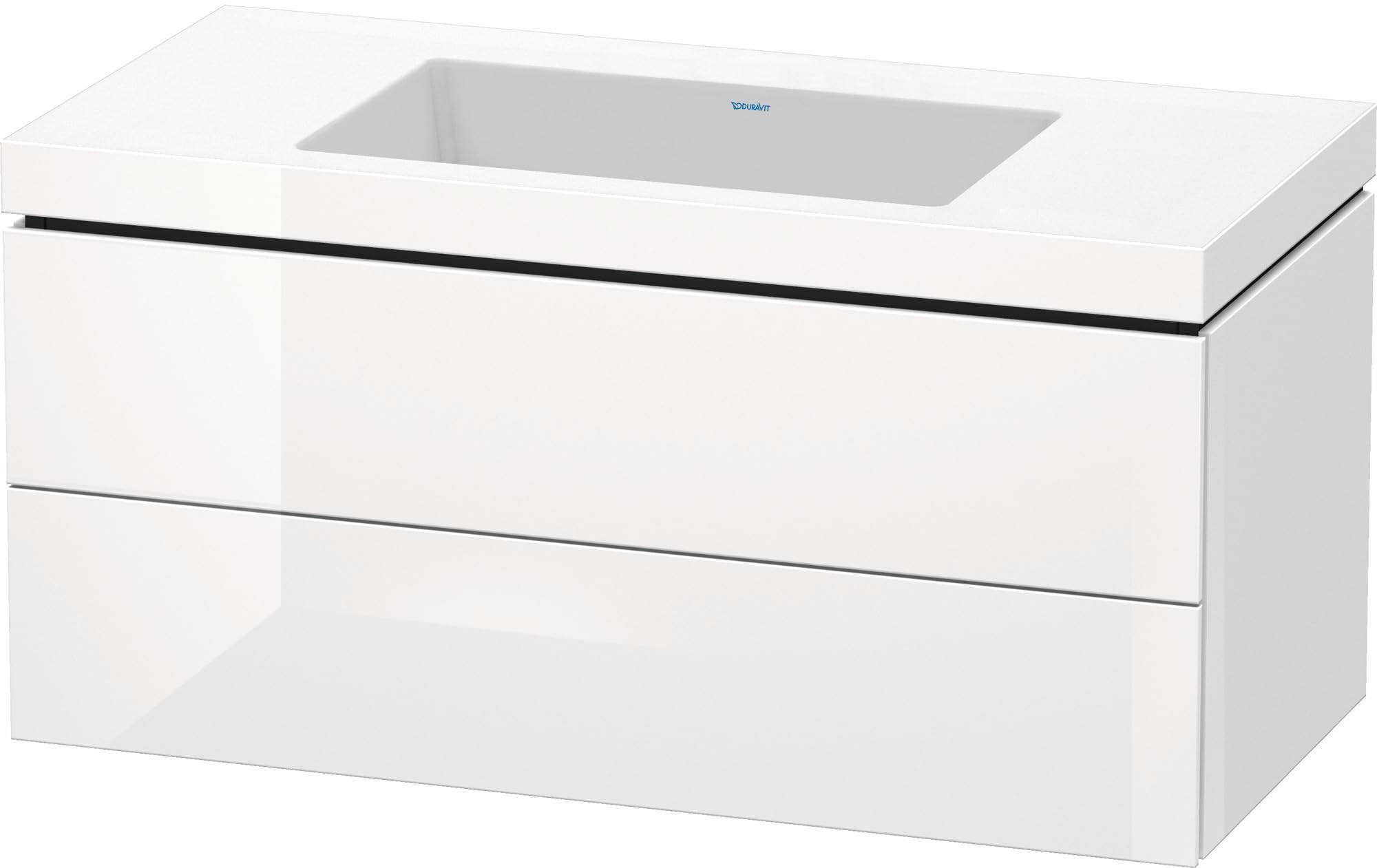 Duravit L-Cube White Wall-Mounted Bathroom Vanity with Two Drawers - Modern C-Bonded Design for Small Space Bathrooms, Powder Rooms & Contemporary Homes