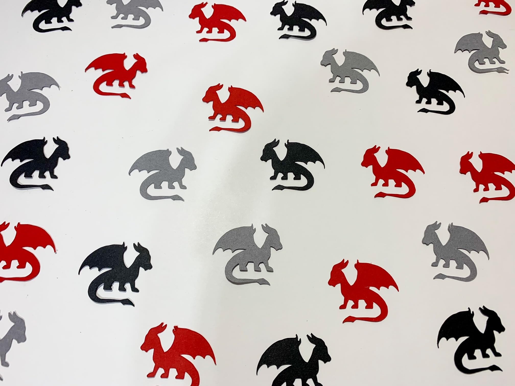 Colorful Dragon Confetti - Black, Red, Grey Metallic Confetti for Dragon Themed Birthday Party, Medieval & Fairytale Decorations - 150 Pieces - Perfect for Baby Showers, Weddings, and Fantasy Events