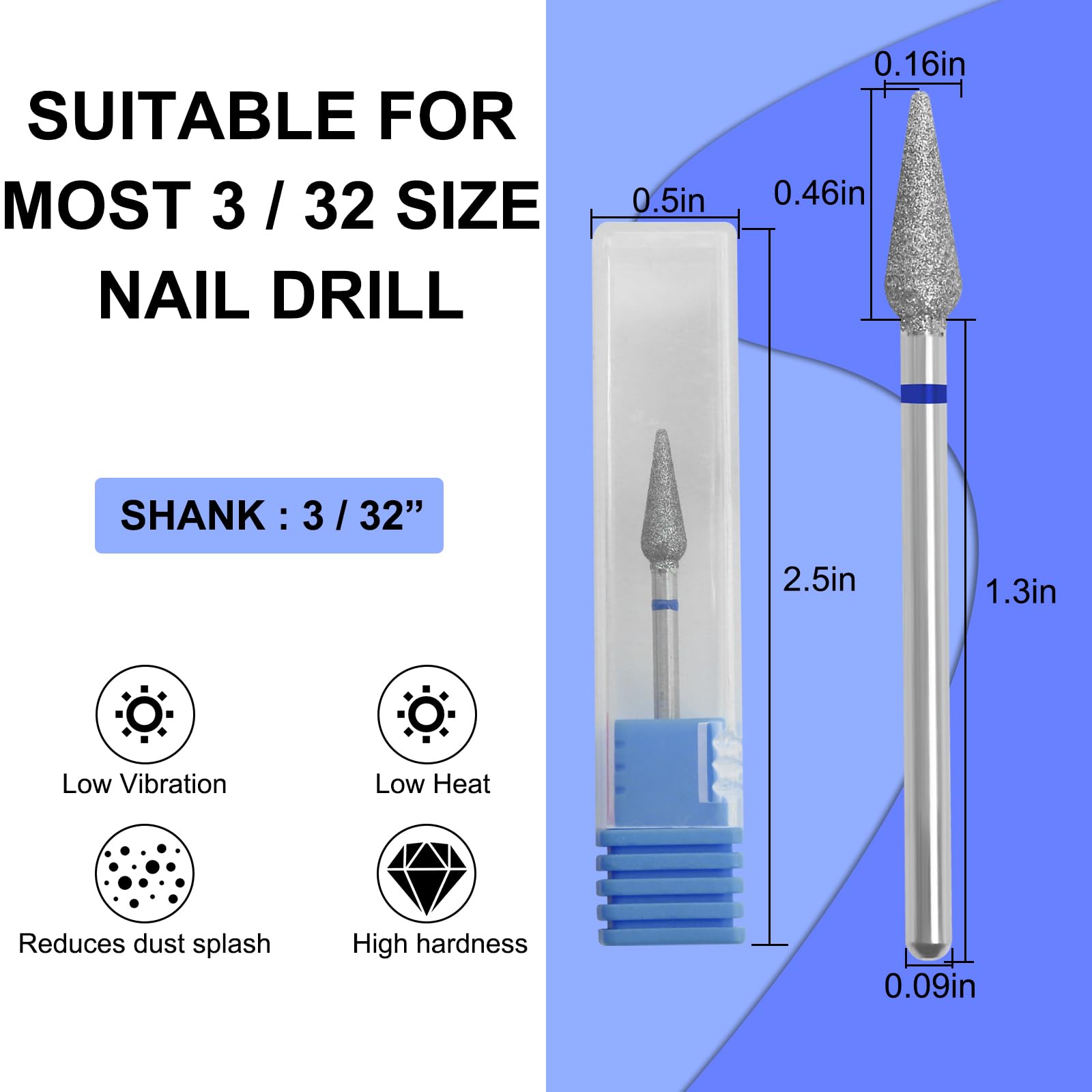 Diamond Safety Bits - Small Tapered Electric Nail Drill File & Cuticle Cleaner Tool for Acrylic Nails | Rotary Nail Drill Machine Accessory | Manicure & Pedicure Polishing (Medium Grit) | Perfect for Salon & Home Nail Care