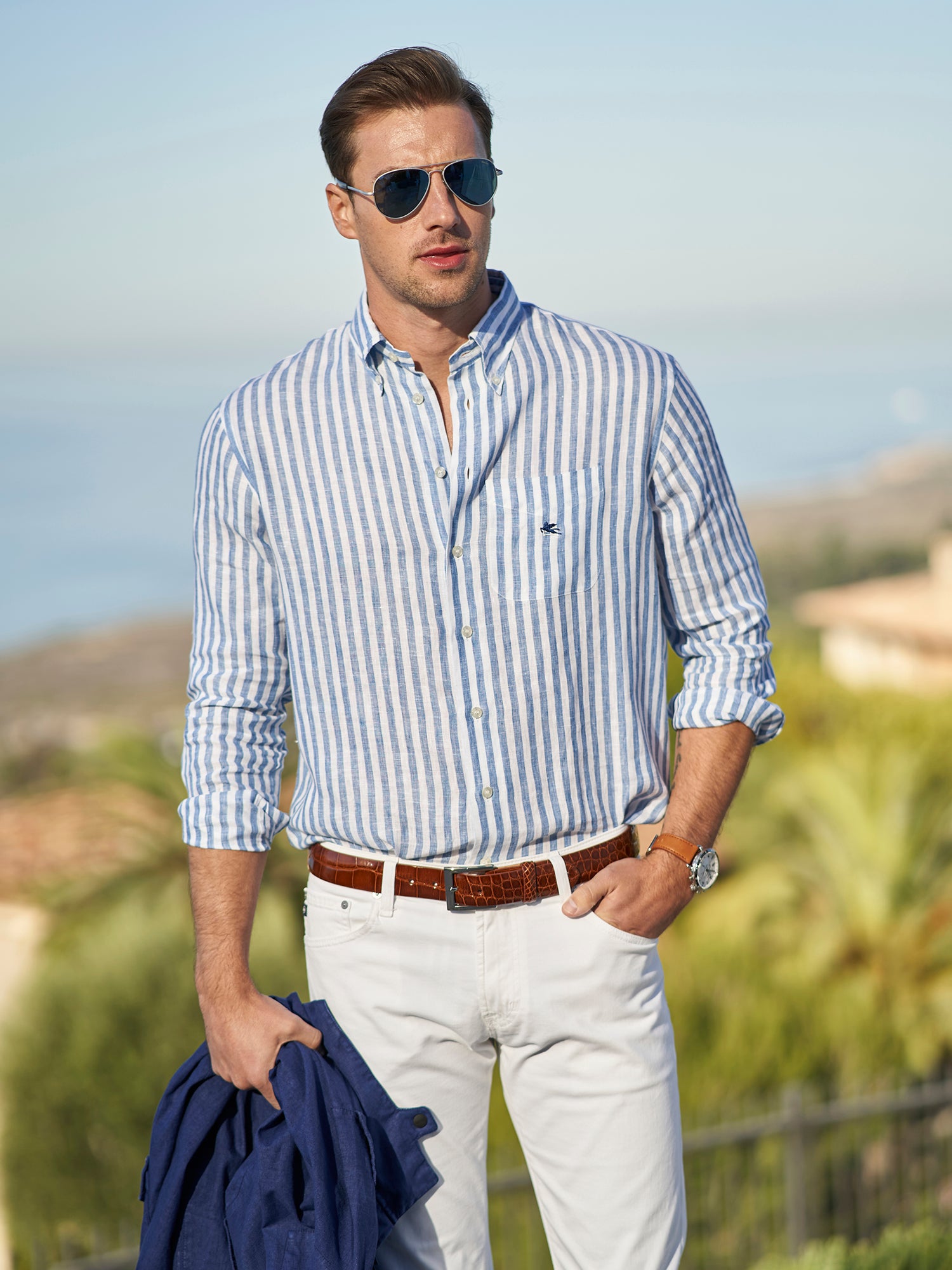 Breathable Linen Stripe Shirt for Men & Women | Casual Button Down Shirt | Perfect for Summer, Beach & Office Wear