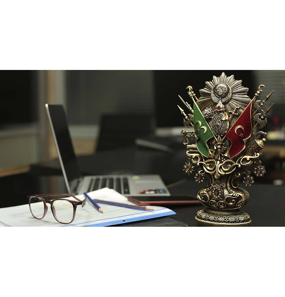 Islamic Table Decor - Ottoman Coat of Arms Bronze 340 4S - Perfect for Home Decor, Gift Giving & Cultural Celebrations