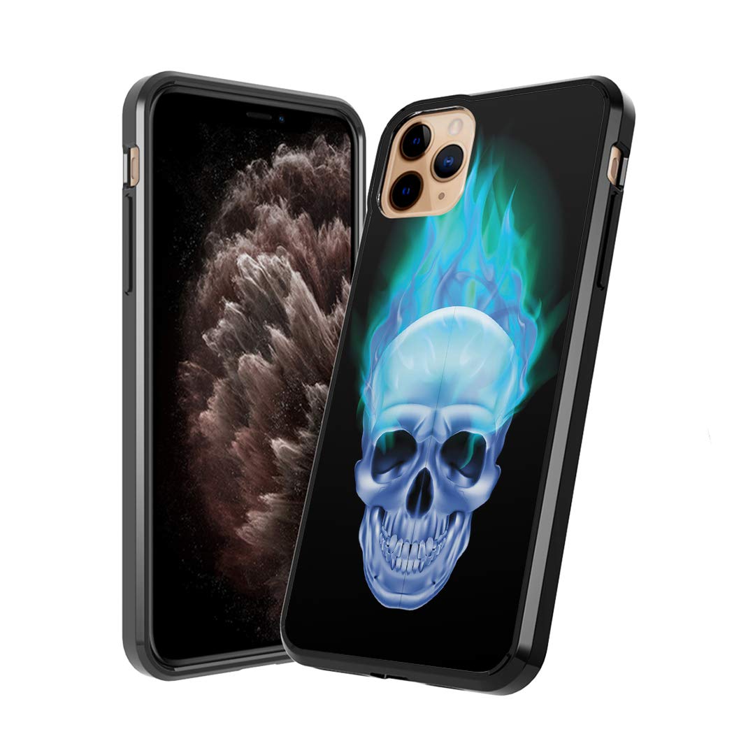 **Moriko Cute Fusion Gel Case for iPhone 11 Pro – Anti-Scratch, Slim, Soft Grip Protective Cover (Blue Flame Skull) – Perfect for Everyday Use & Stylish Protection**