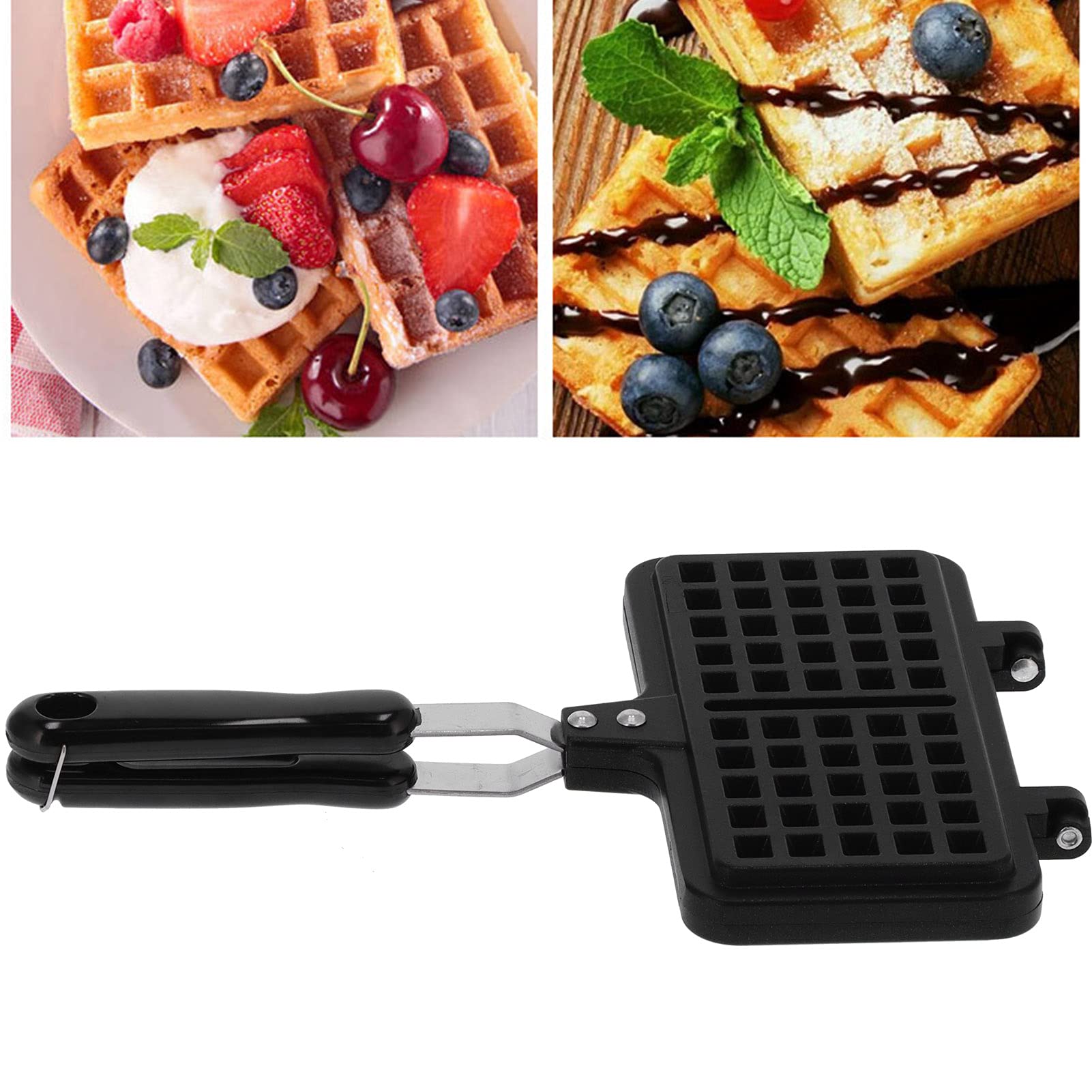 Alvinlite Non-Stick Belgian Waffle Maker - 8.1X4.3in Stovetop Waffle Iron with Easy Clean Surface - Perfect for Breakfast, Snacks & Desserts - Ideal for Camping, Picnics & Family Gatherings