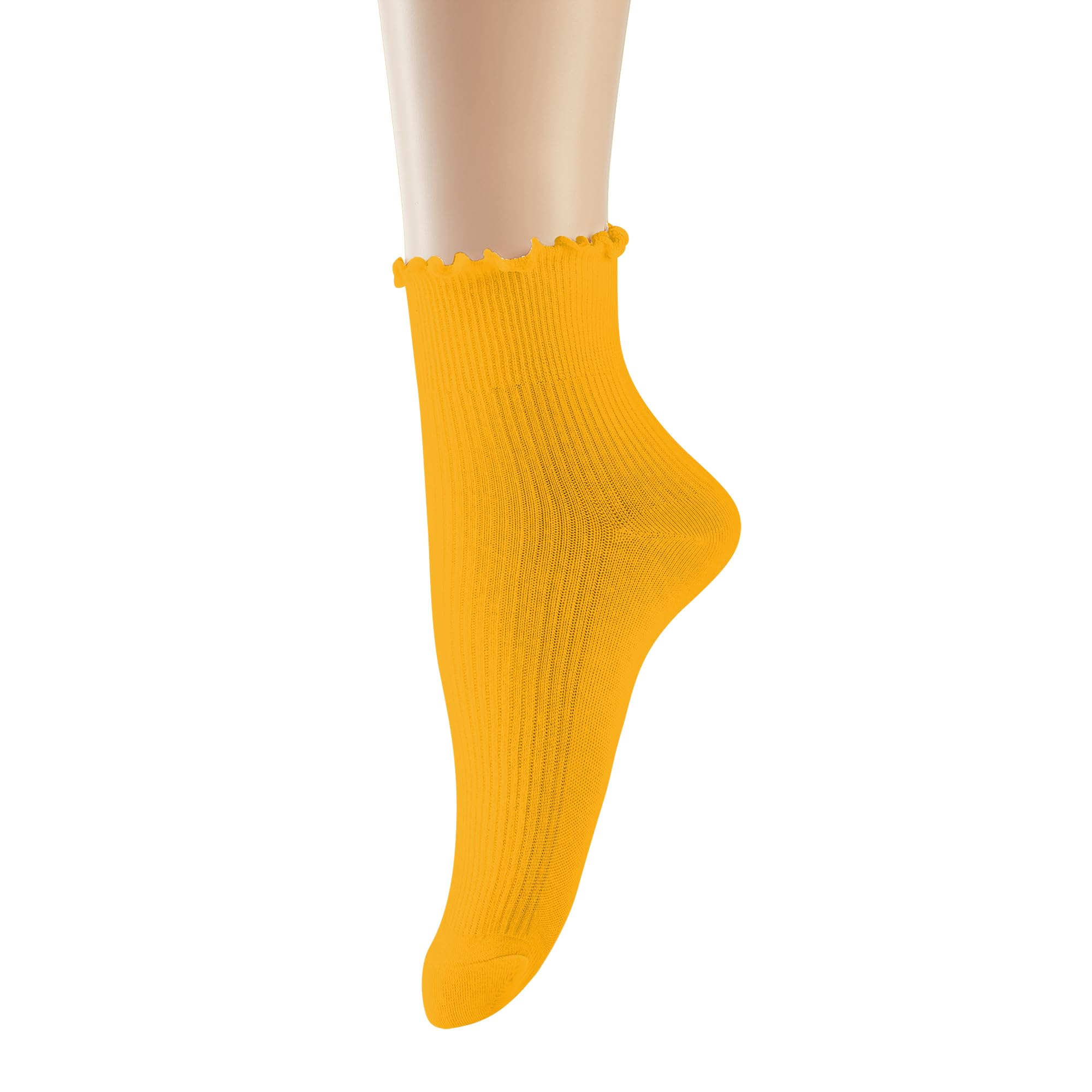 Women's Ruffle Lettuce Ankle Socks - Soft Cotton Crew Socks for Casual & Athletic Wear