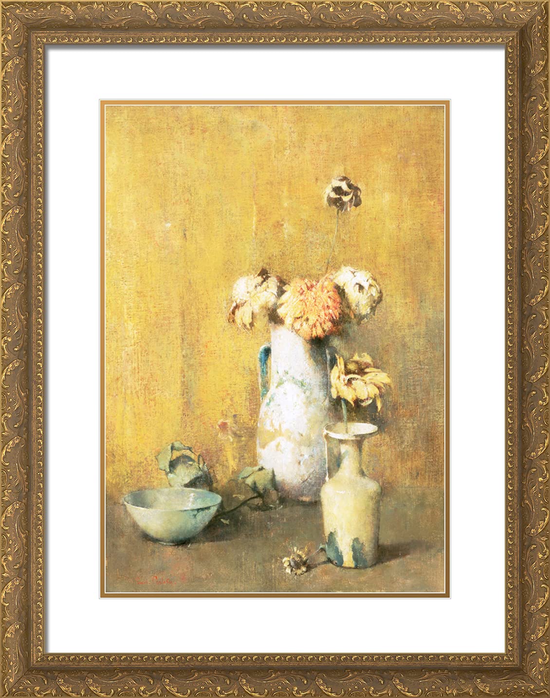 Emil Carlsen 'Rhages Jar' 19x24 Gold Ornate Framed Art Print with Double Matting - Premium Wall Decor for Living Room, Bedroom & Office