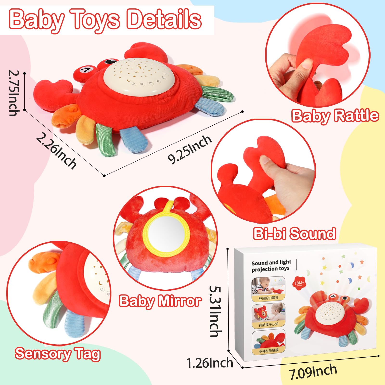 Best Crawling Crab Baby Toys 6-12 Months - Interactive Projection Musical Toy for Infants 0-12 Months | Tummy Time, Sleep Aid & Sensory Development | Perfect Baby Shower & Birthday Gift for Boys & Girls | Ideal for Playtime, Learning & Soothing