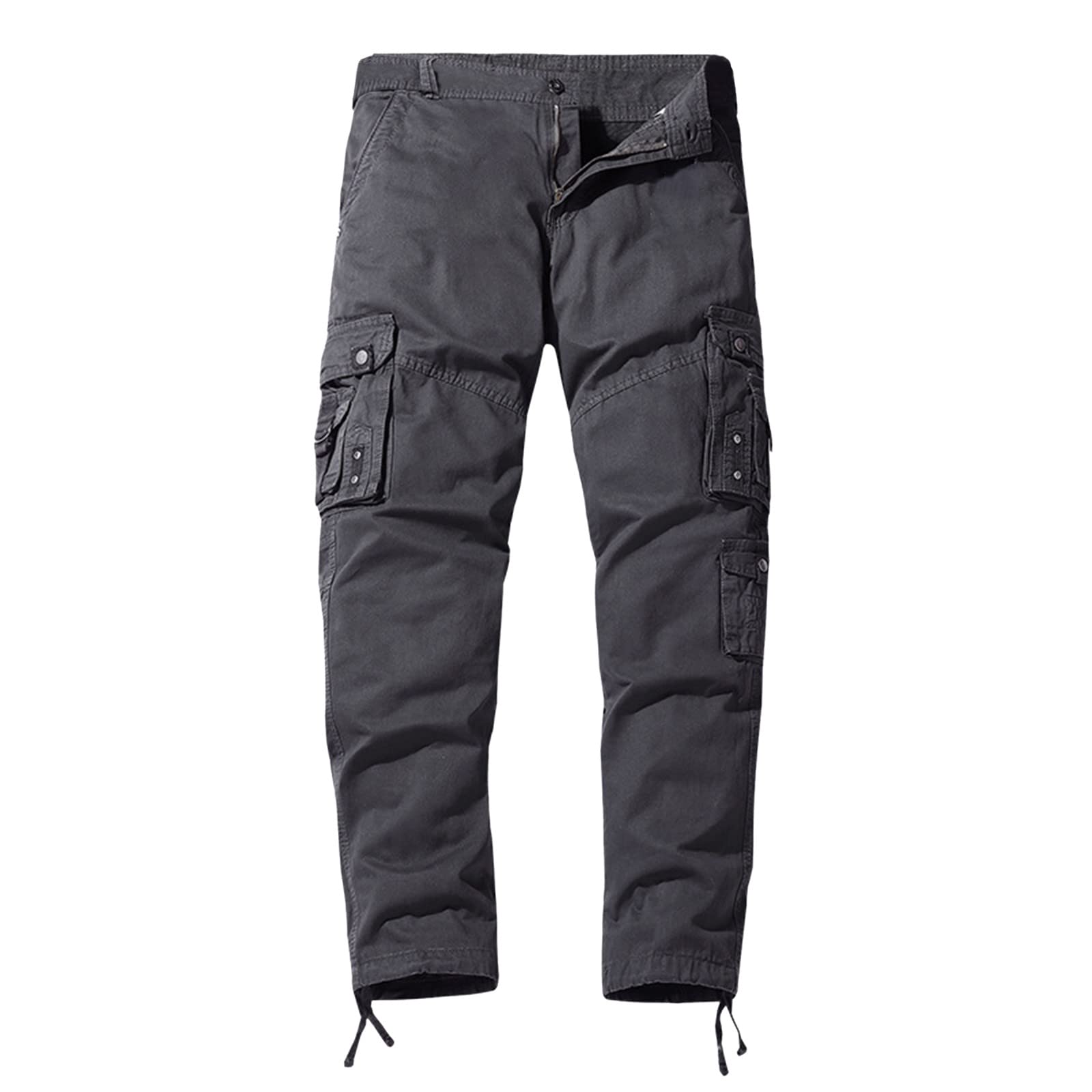 Men's Casual Cargo Pants with Multiple Pockets - Straight Fit Solid Color Sweatpants for Outdoor Activities, Hiking & Everyday Wear