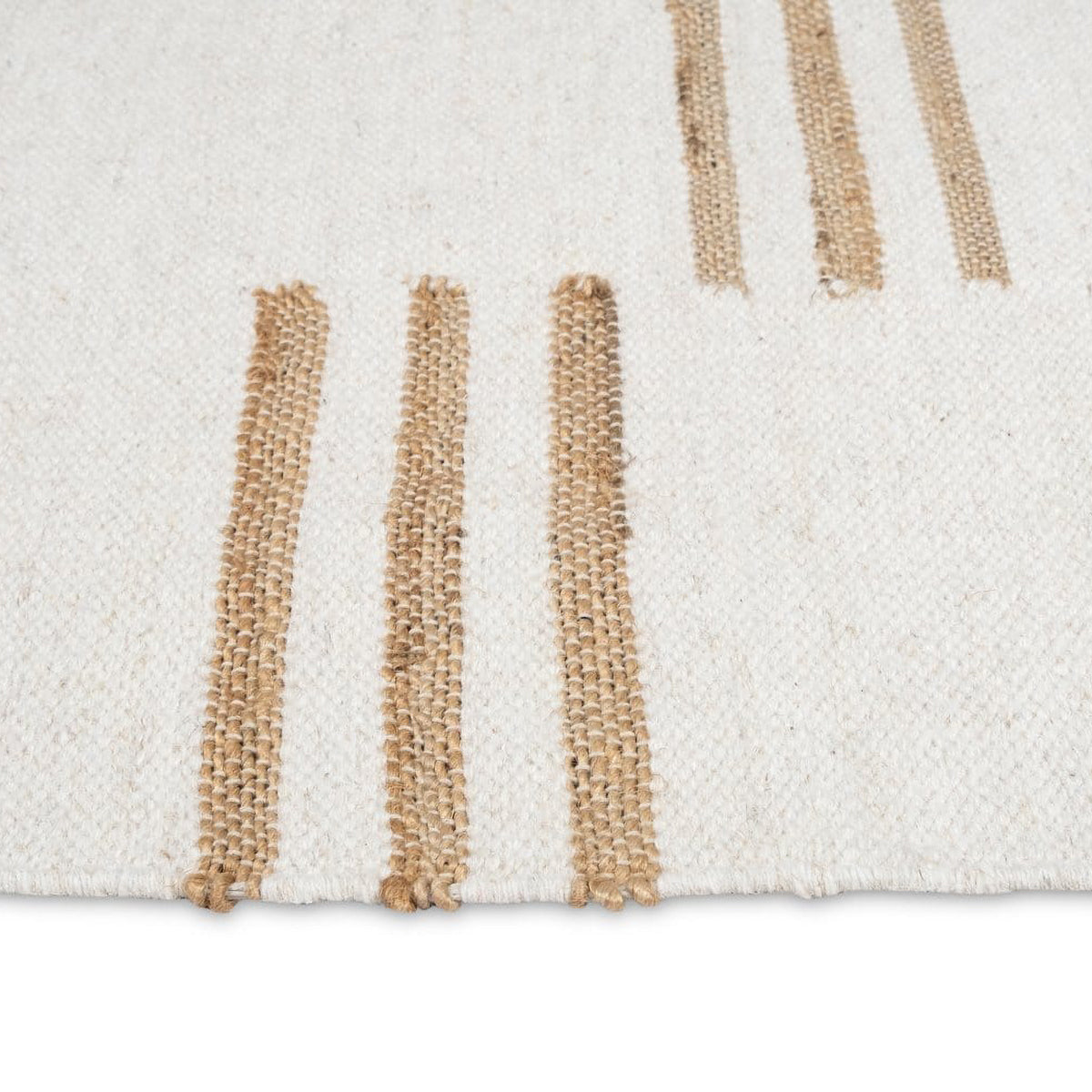 Hendrix Asymmetrical Striped Jute Wool Rug - Bohemian Chic Area Rug for Living Room, Bedroom & Nursery - Soft & Durable Natural Fiber Floor Decor