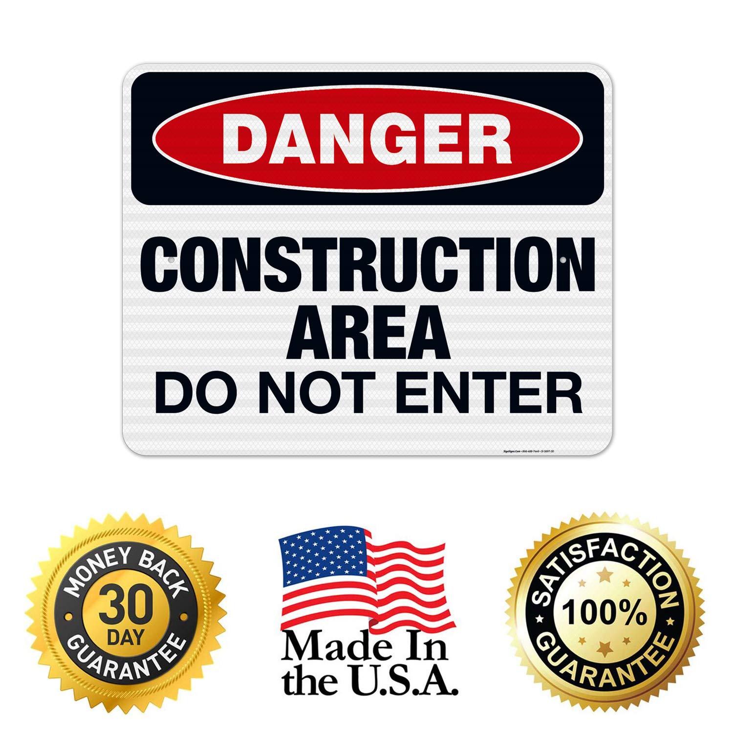 OSHA Approved Construction Do Not Enter Sign - 24x30 Inches, 3M EGP Reflective .080 Aluminum, Fade Resistant for Indoor/Outdoor Use - Made in USA | Perfect for Construction Sites, Road Work Zones & Safety Barriers