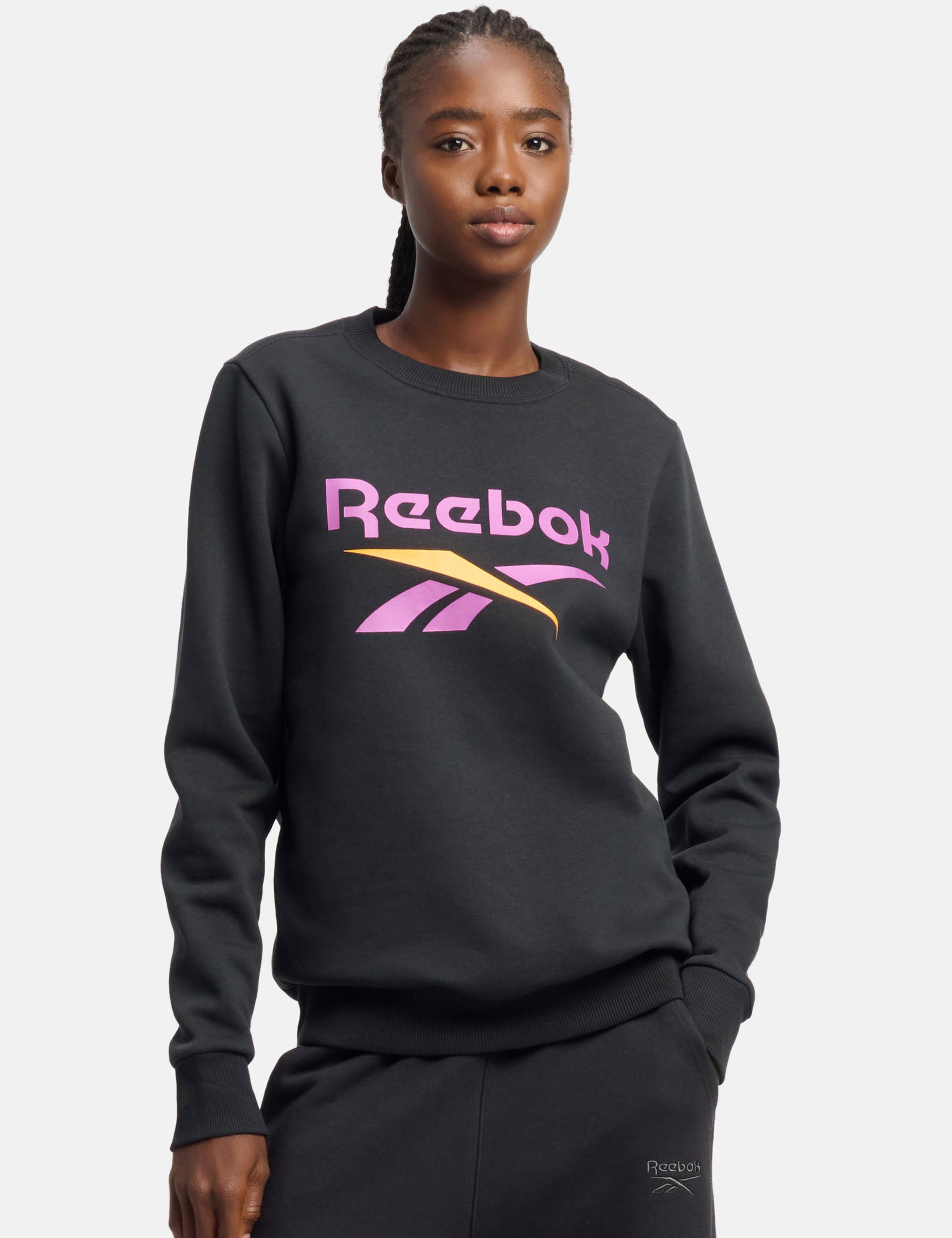Big Logo Identity Sweatshirt - Black & Purple Rave Electric Amber Color - Perfect for Music Festivals & Streetwear Fashion