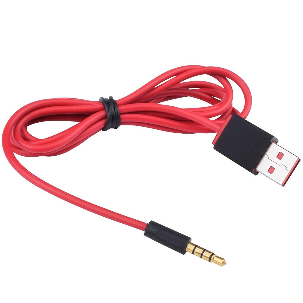 Replacement 3.5mm USB Charger Cable for Beats by Dre Studio & Solo Wireless Headphones - Power Supply Cord (Red) | Perfect for Travel, Workouts & Home Use