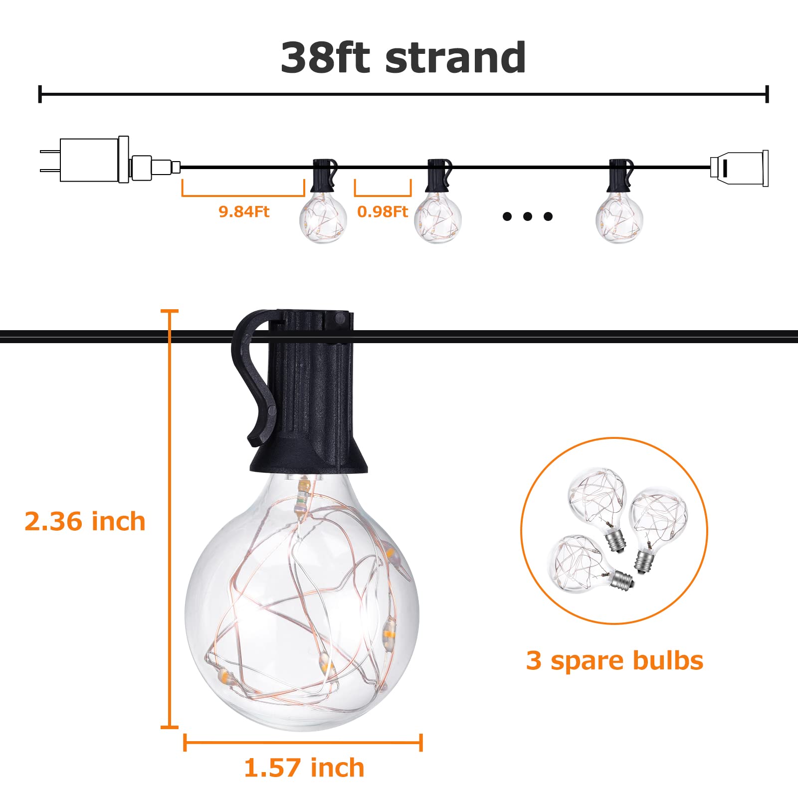 Easter LED String Lights - 30+3 Waterproof Globe Fairy Lights for Outdoor Patio, Backyard, Front Porch Decor | Party, Wedding, Garden & Holiday Decoration