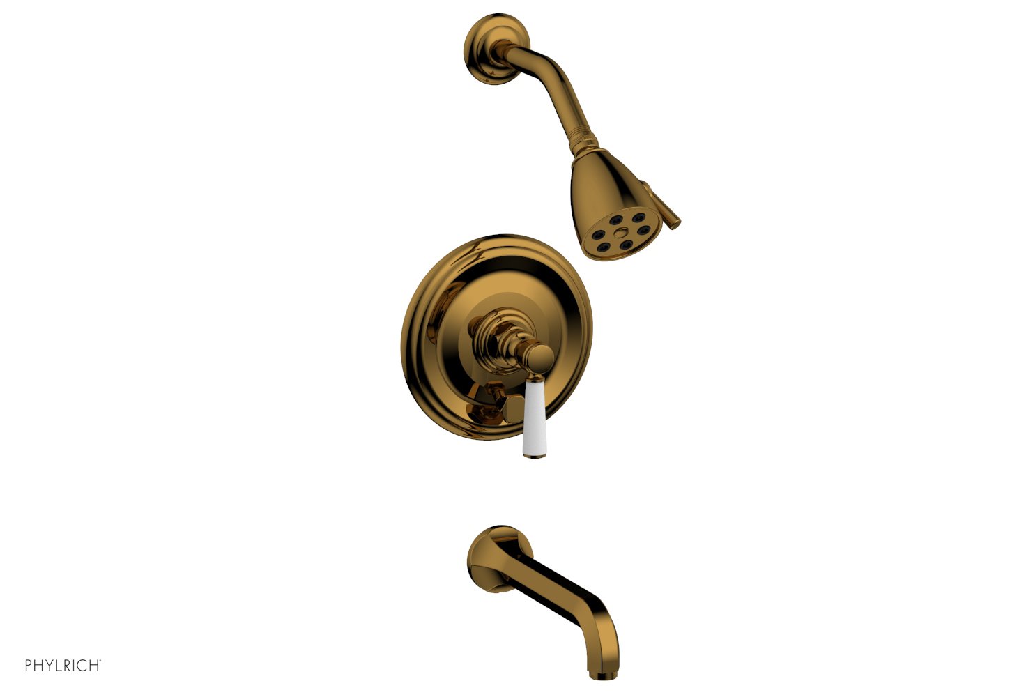 HEX TRADITIONAL Pressure Balance Tub and Shower Faucet Set - Satin White Finish with Lever Handle (Model 500-27) - Perfect for Bathroom Renovation and Modern Home Upgrade
