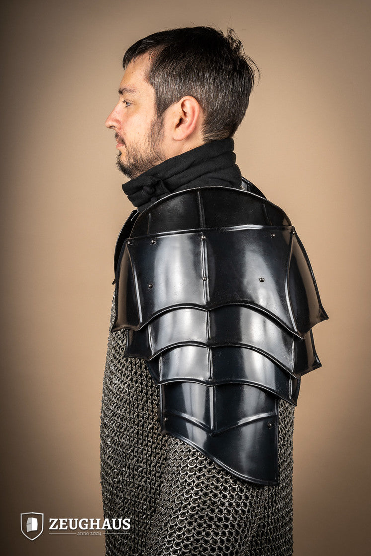 Pauldrons with Bladebreakers Champion Burnished - Premium Shoulder Armor for Cosplay, LARP & Medieval Reenactment | Perfect for Renaissance Fairs & Fantasy Costumes