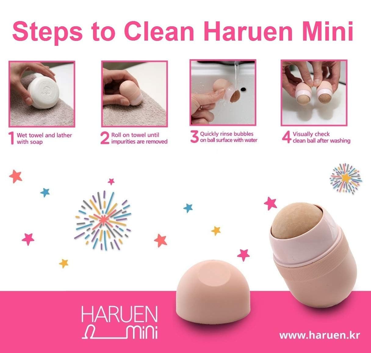 Haruen Mini Oil Monster - Natural Volcanic Stone Ball for Oil Absorption Before & After Makeup | Roller Massage to Smooth & Tighten Skin | Perfect for Touch-Ups, Oily Skin Care & Travel Makeup Essentials