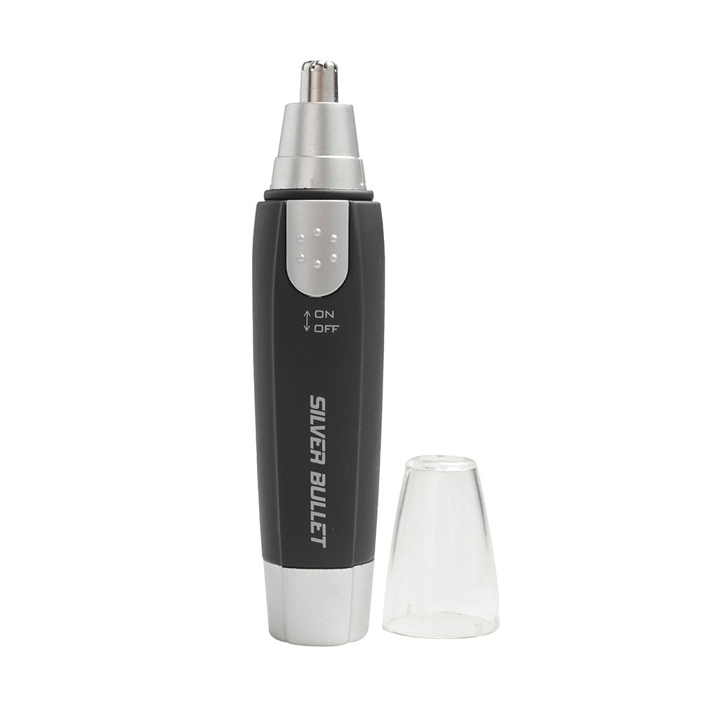 Silver Bullet Nose & Ear Hair Trimmer for Men - Painless Electric Grooming Kit with LED Light - Perfect for Travel, Home & Personal Care Routine
