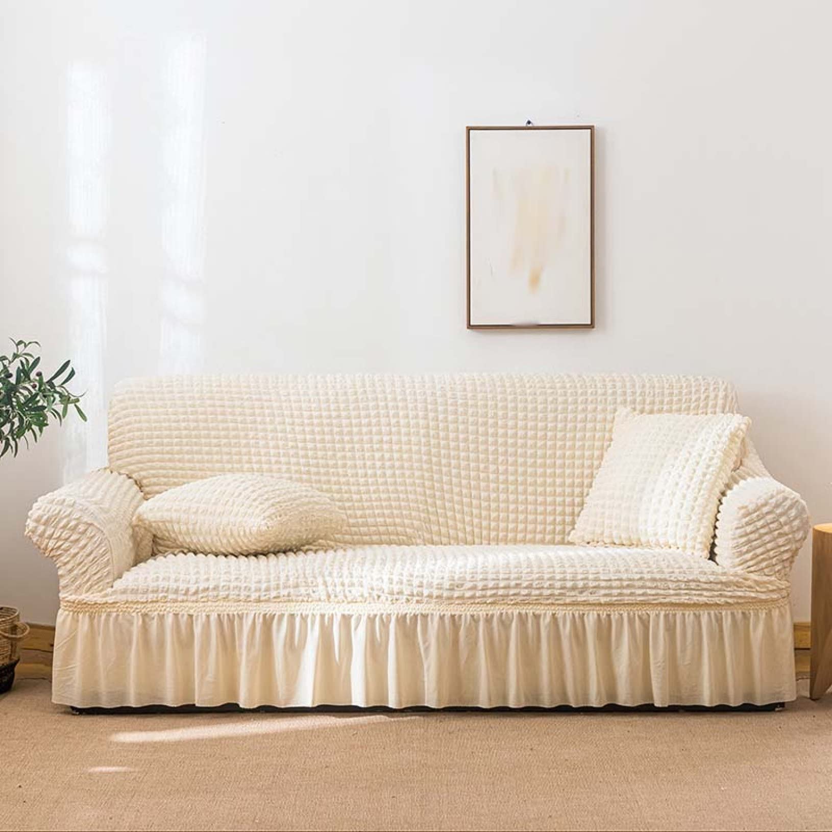 U-Shaped Sofa Couch Cover - Stain Resistant Polyester Slipcover | Easy to Install Furniture Protector for Living Room | Seat Cushion Covers for Home Decor & Pet Protection