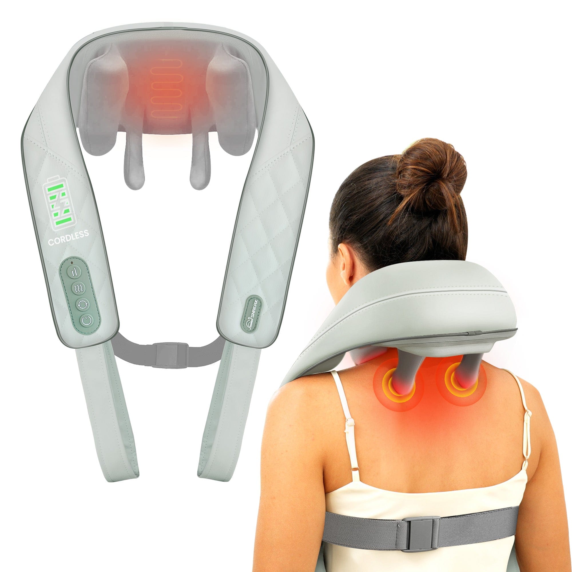 Snailax Cordless 4D Deep Tissue Kneading Neck Shoulder Massager with Heat - Shiatsu Back Massager Pillow for Neck, Shoulder Pain Relief - Perfect for Home, Office, and Car Use